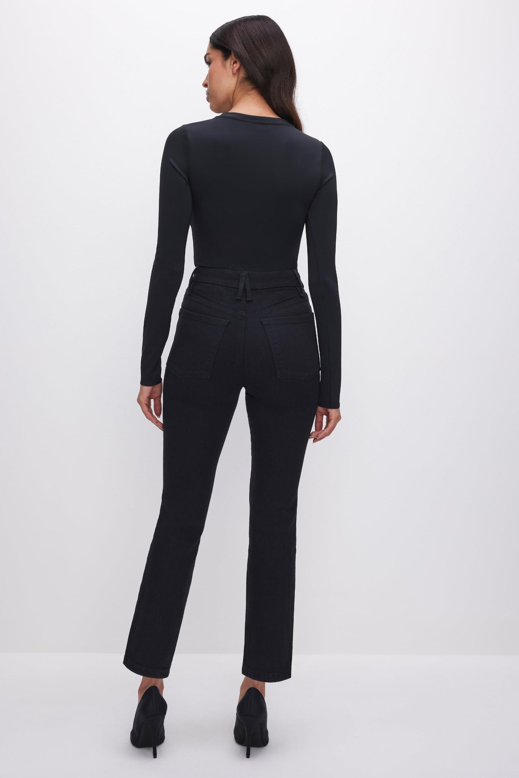 POWER STRETCH PULL-ON STRAIGHT JEANS | BLACK001 Product Image