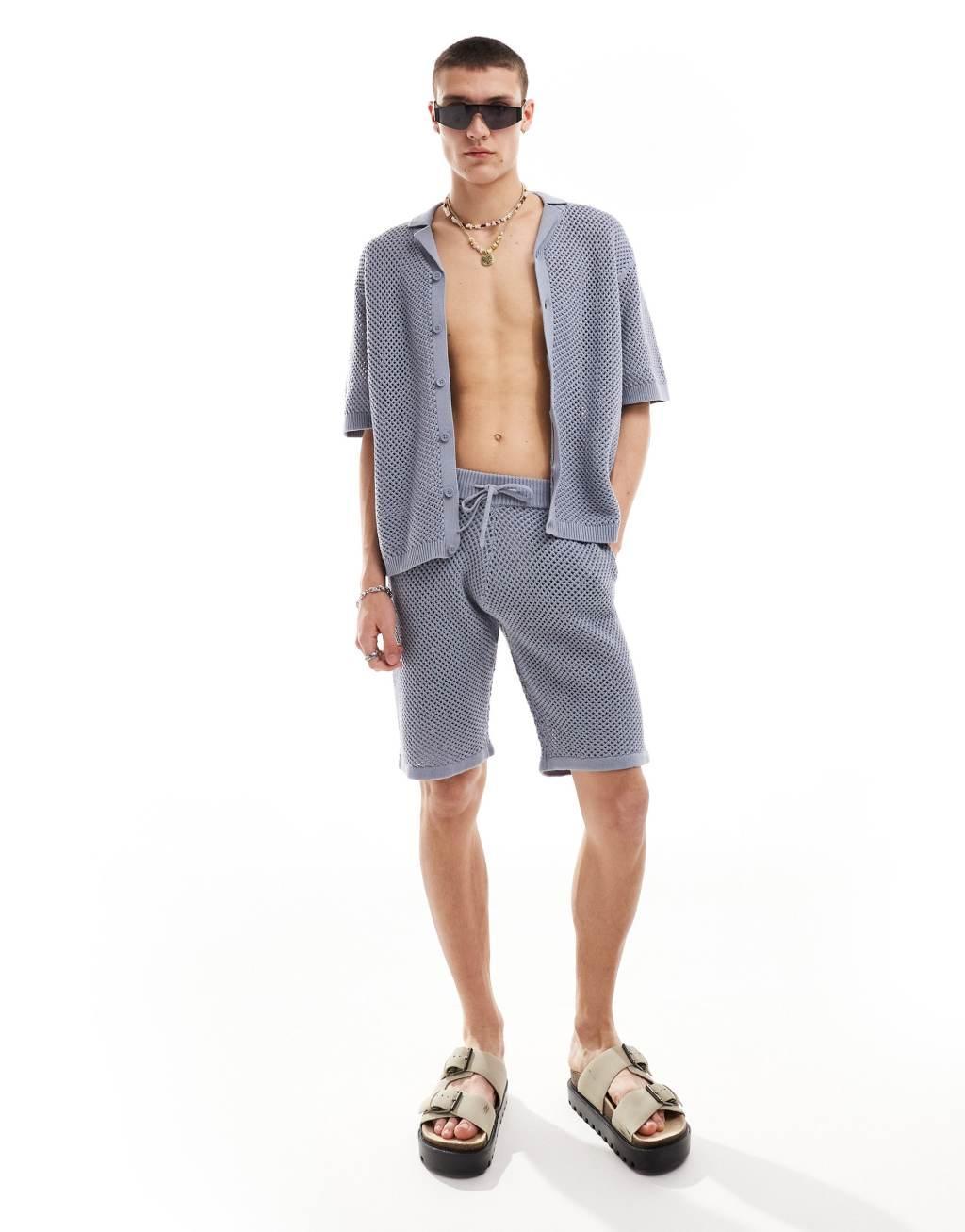COLLUSION knit shirt in blue - part of a set Product Image