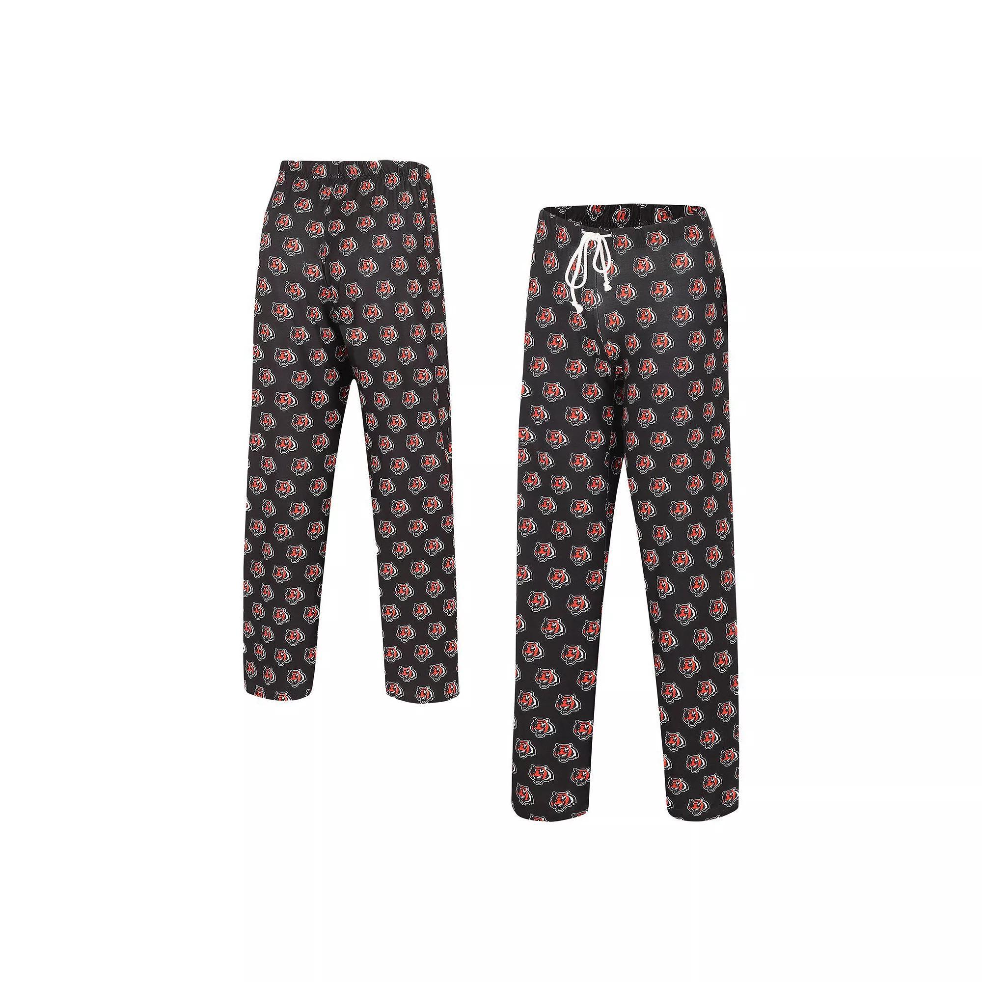 Women's Concepts Sport Black Cincinnati Bengals Gauge Allover Print Sleep Pants, Size: 2XL Product Image