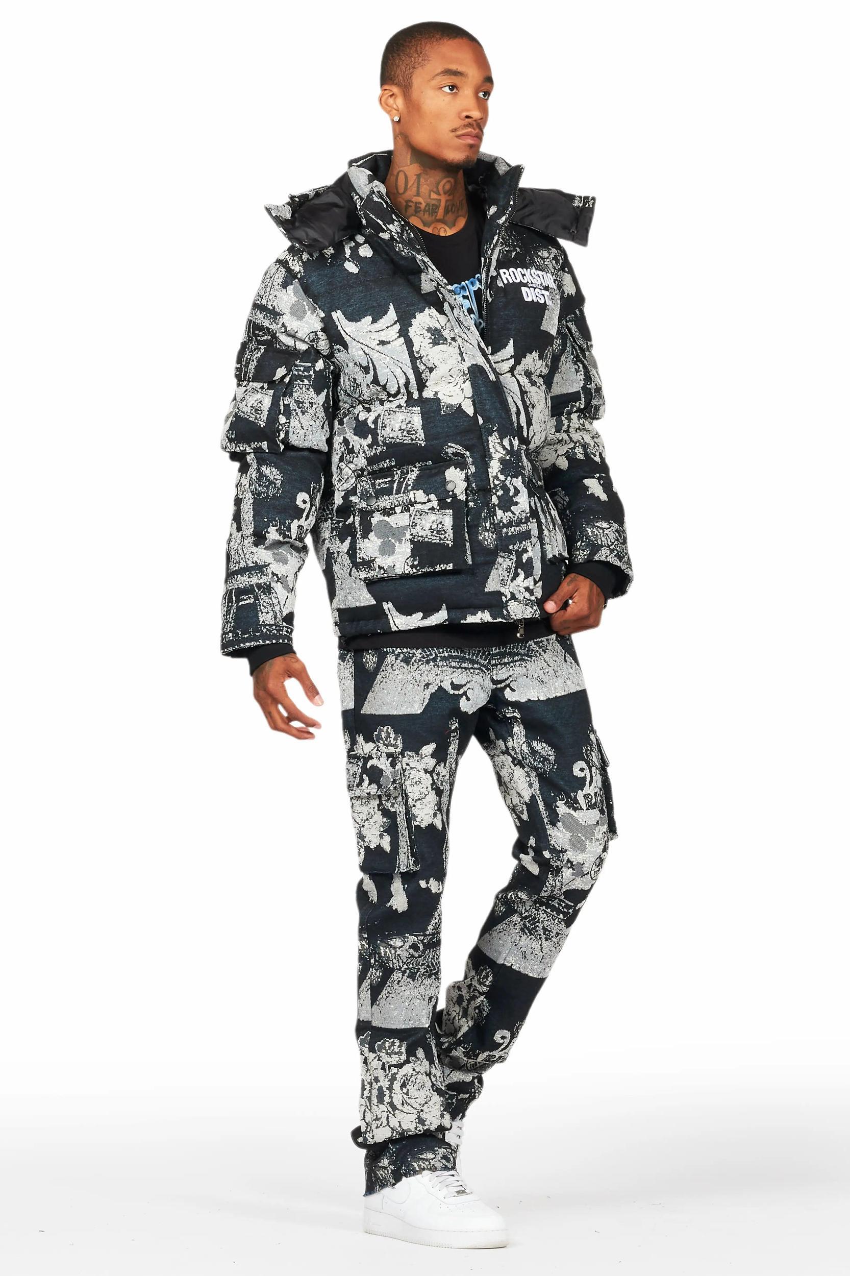 Lamont Black Tapestry Puffer Jacket Male Product Image