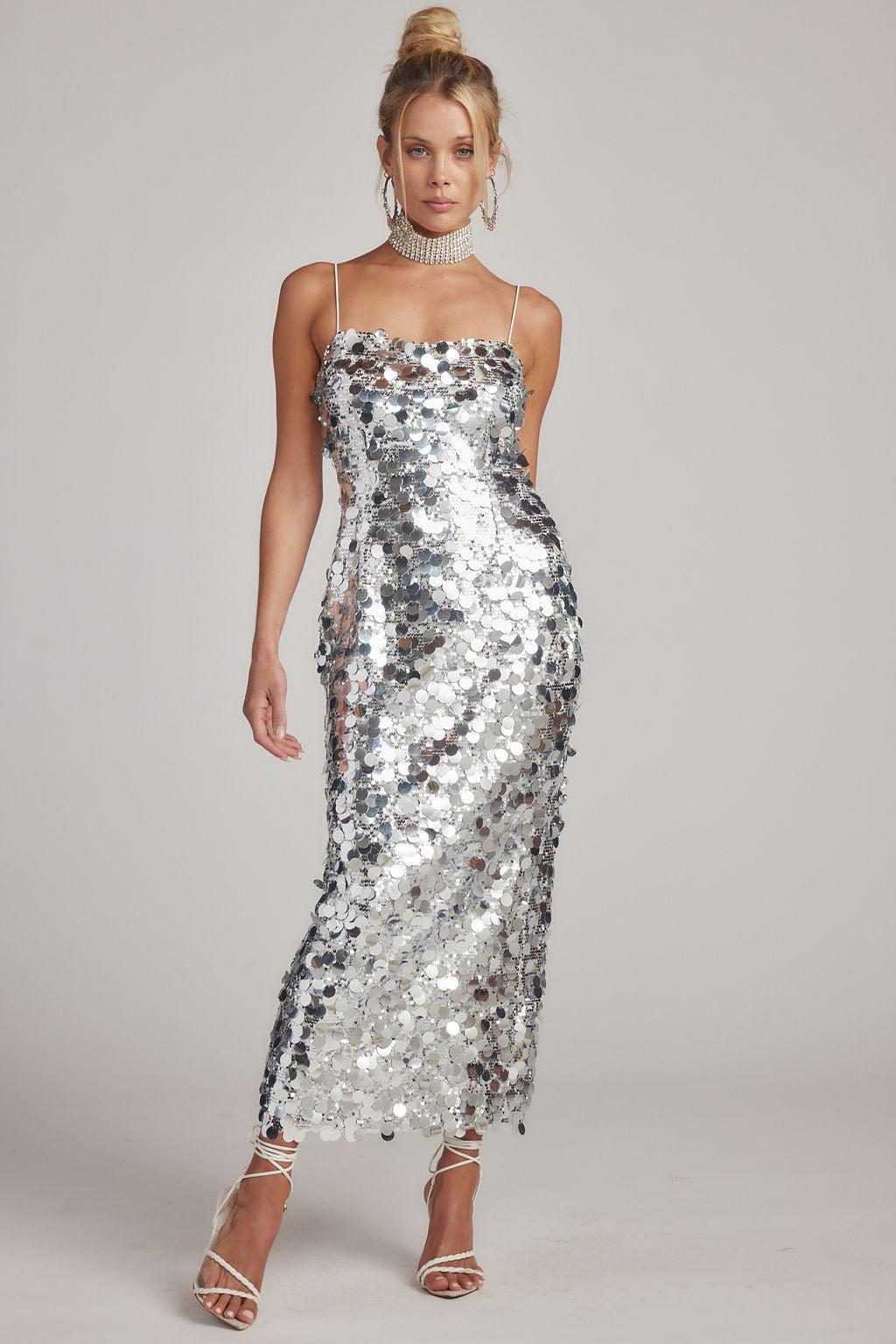 Pippa Silver Payette Maxi Dress Product Image