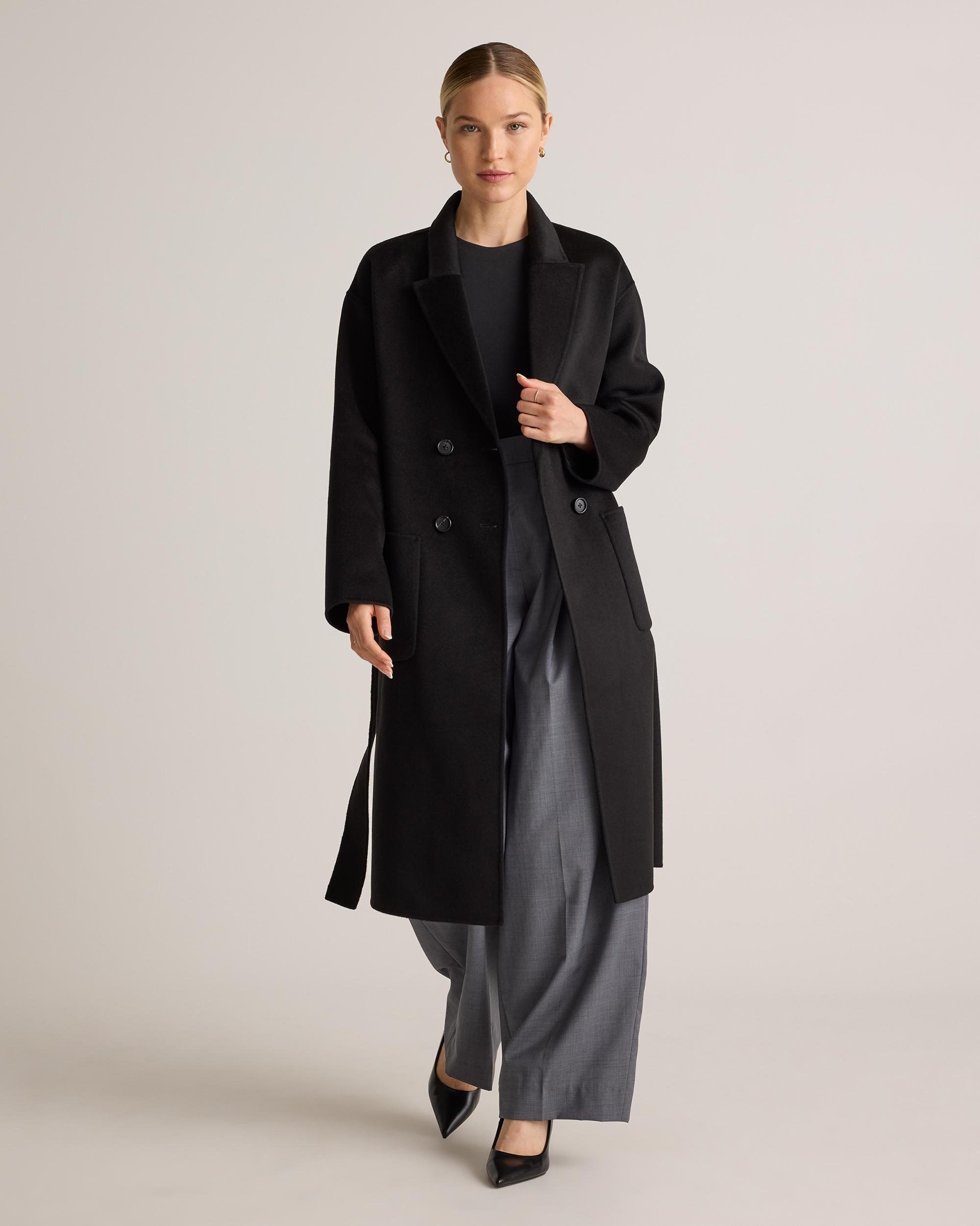 Quince | Women's 100% Mongolian Cashmere Double-Faced Double-Breasted Wrap Coat Size XL Product Image
