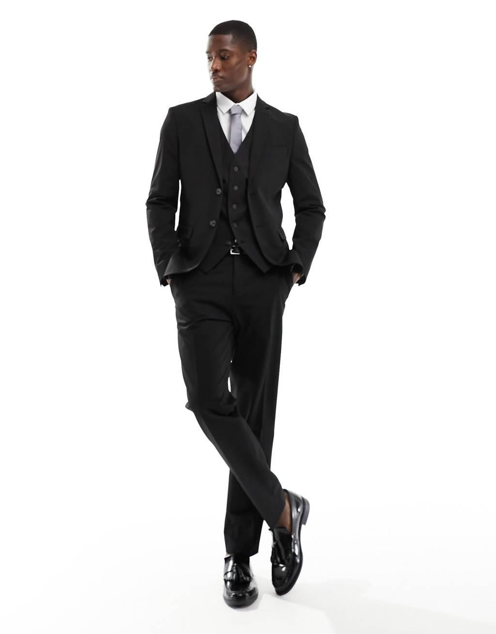 Selected Homme slim fit suit jacket in black Product Image