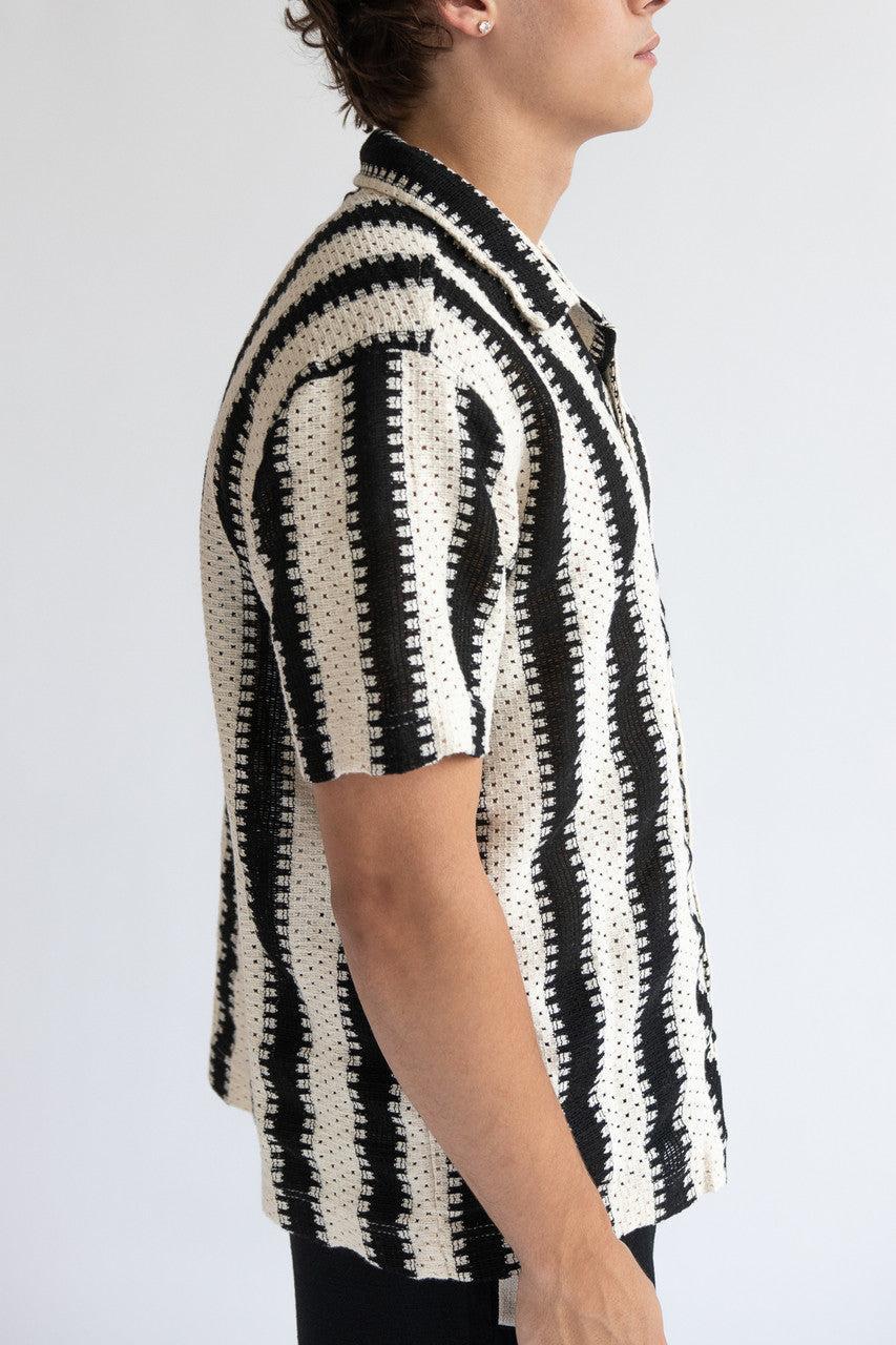 Crochet Striped Woven Shirt Product Image