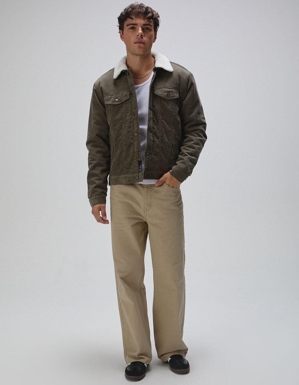 RSQ Mens Corduroy Sherpa Trucker Jacket - TAN Product Image