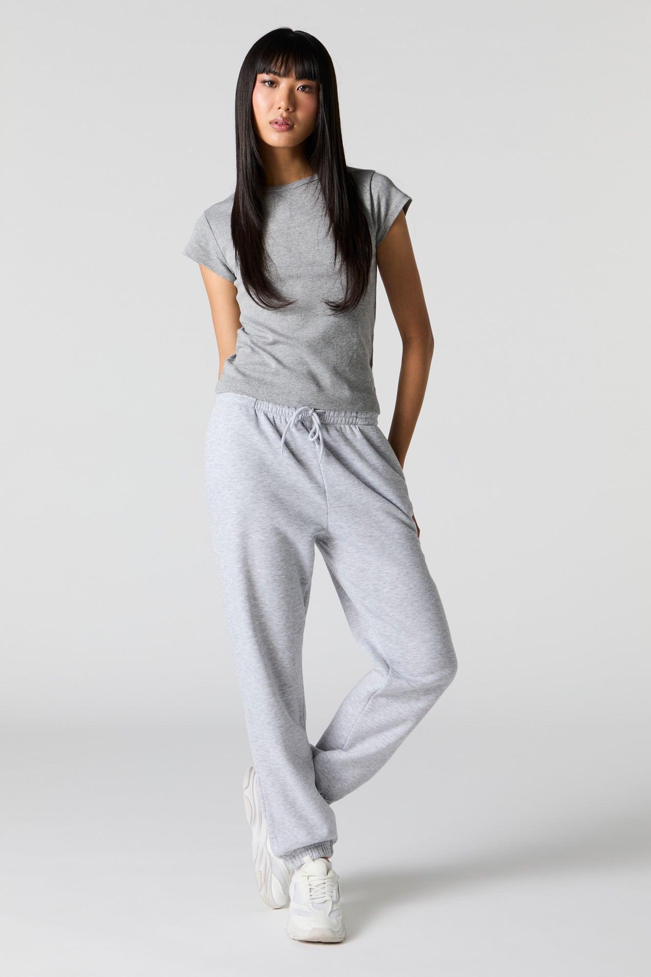 High Rise Solid Fleece Jogger Female Product Image