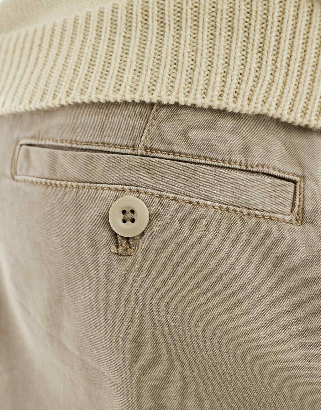 ASOS DESIGN tapered washed chinos in tan Product Image