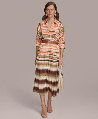 Donna Karan Womens Belted 3/4-Sleeve Shirtdress Product Image