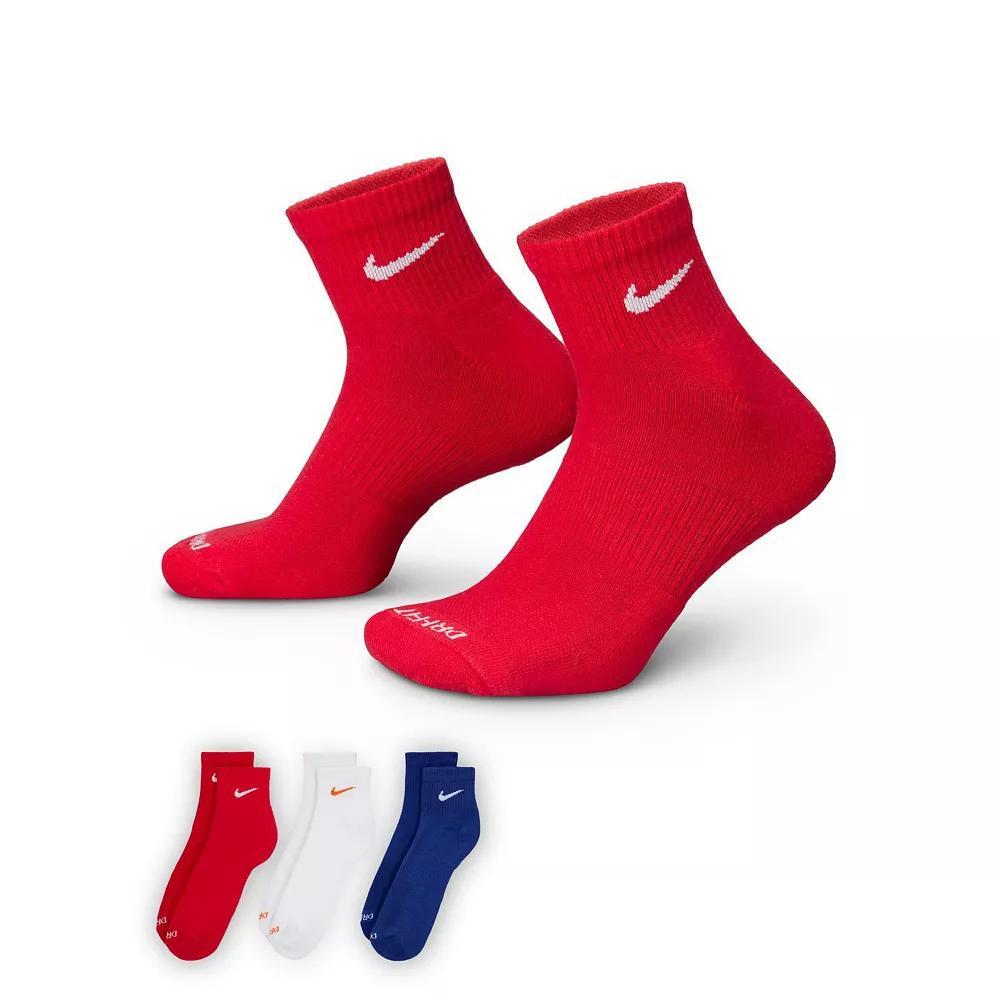 Men's Nike 3-pack Everyday Plus Cushion Ankle Training Socks, Size: 8-12, Red White Blue Product Image