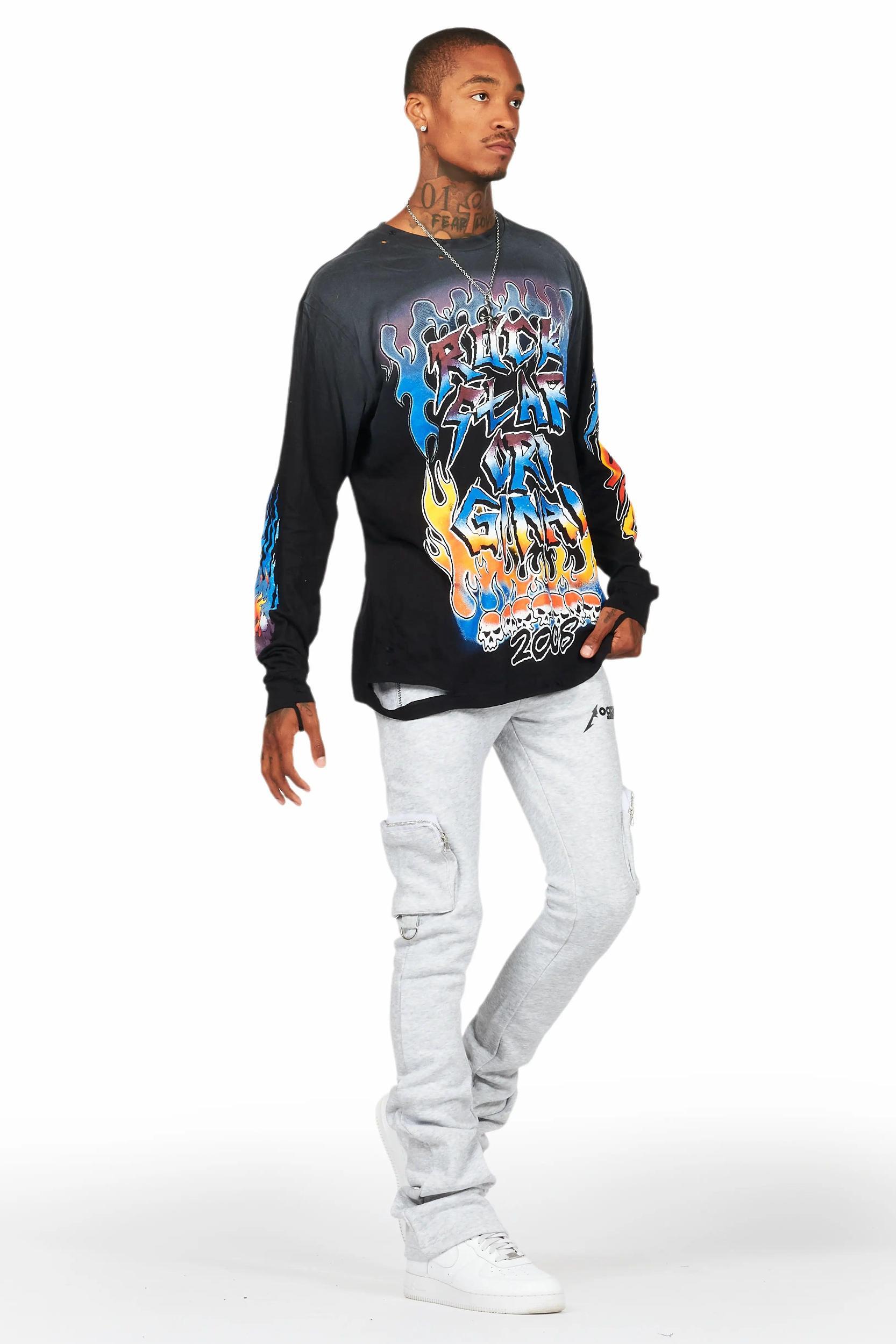 Colin Heather Grey Stacked Flare Trackpant Male Product Image