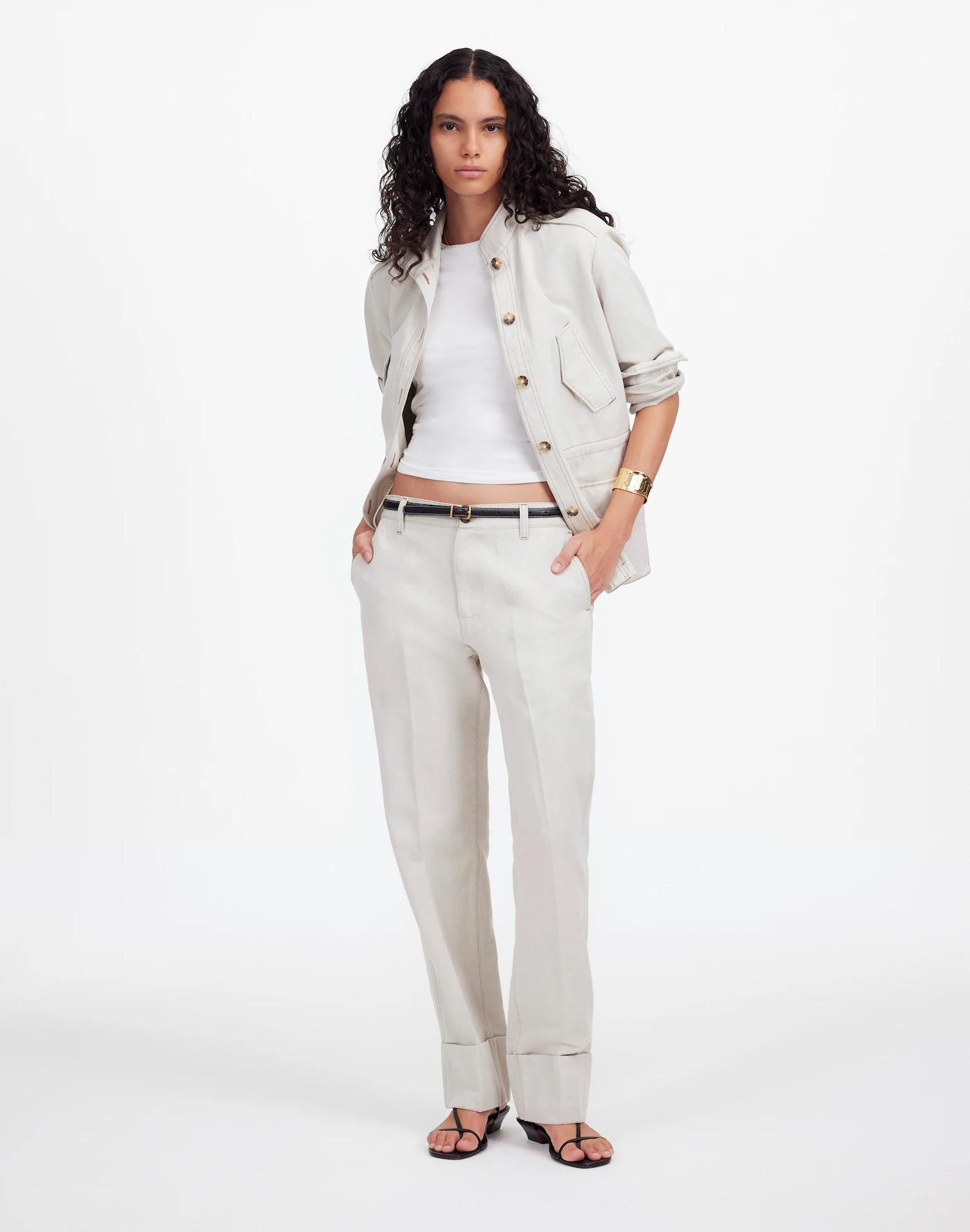 The Tall Dean Easy Straight Pant in Cotton-Linen Blend Product Image
