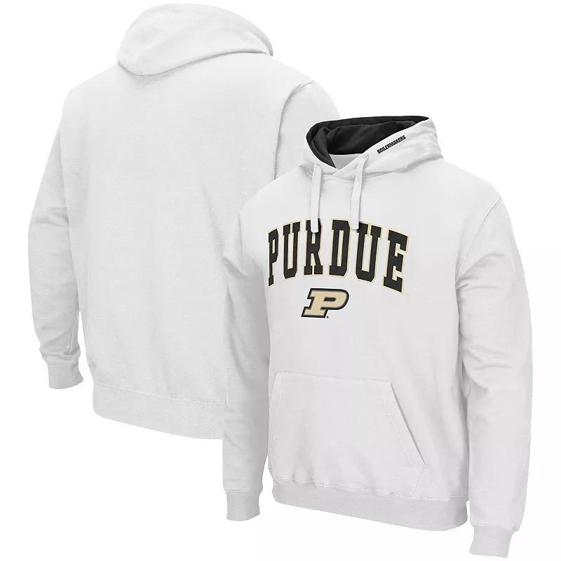 Men's Colosseum White Purdue Boilermakers Arch & Logo 3.0 Pullover Hoodie, Size: Large Product Image