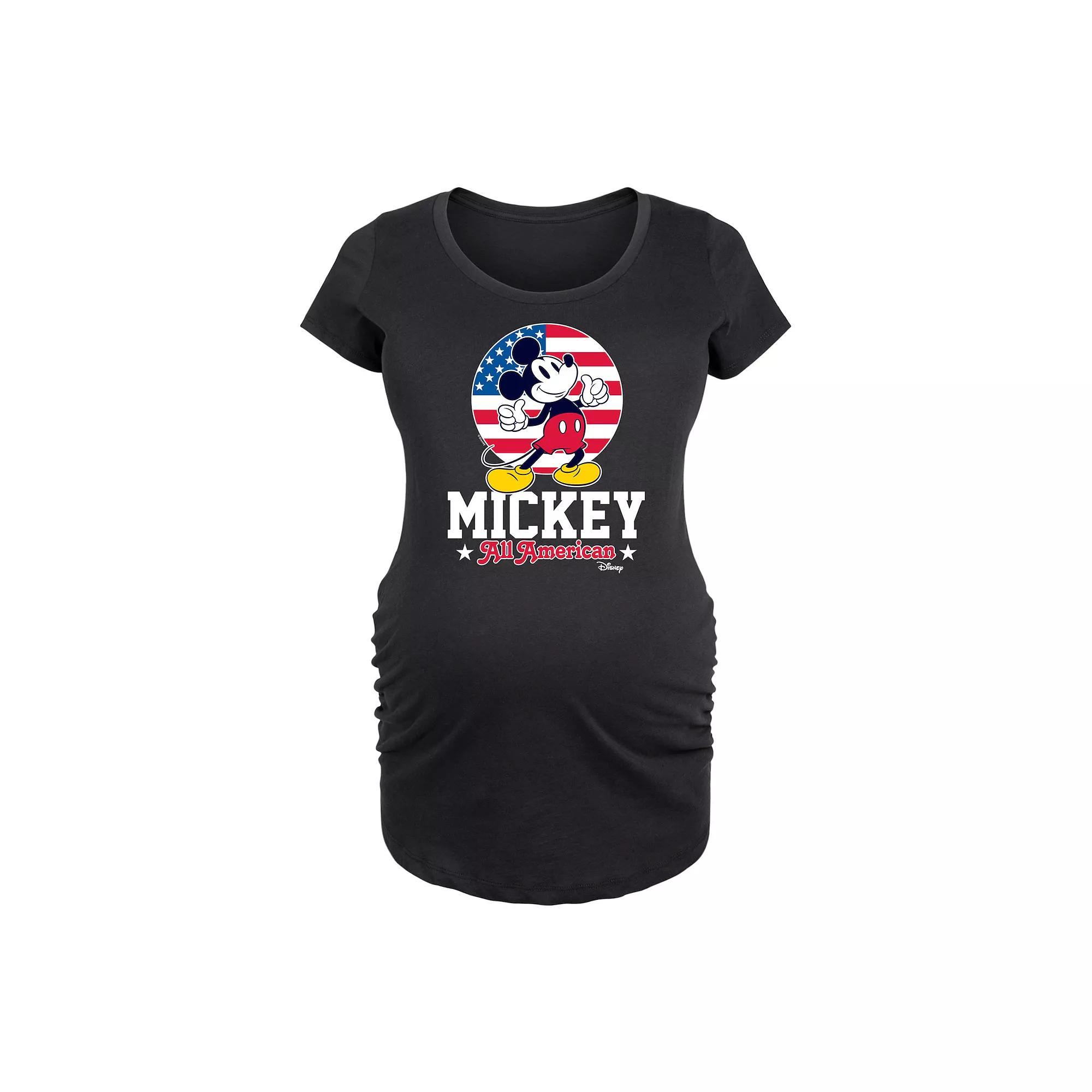 Disneys Mickey Mouse Maternity All American Graphic Tee, Womens Blue Product Image