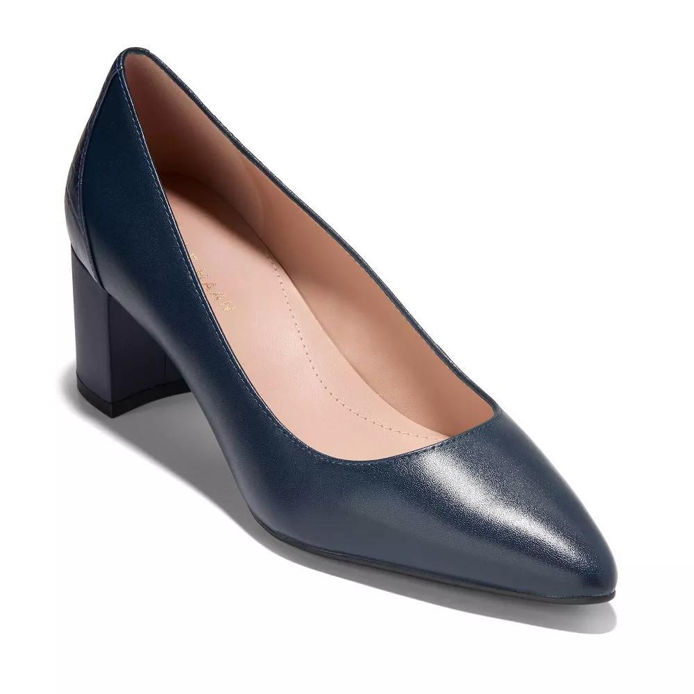 Cole Haan Carlotta Women's Leather Block Heel Pumps, Size: 10.5, Blue Product Image