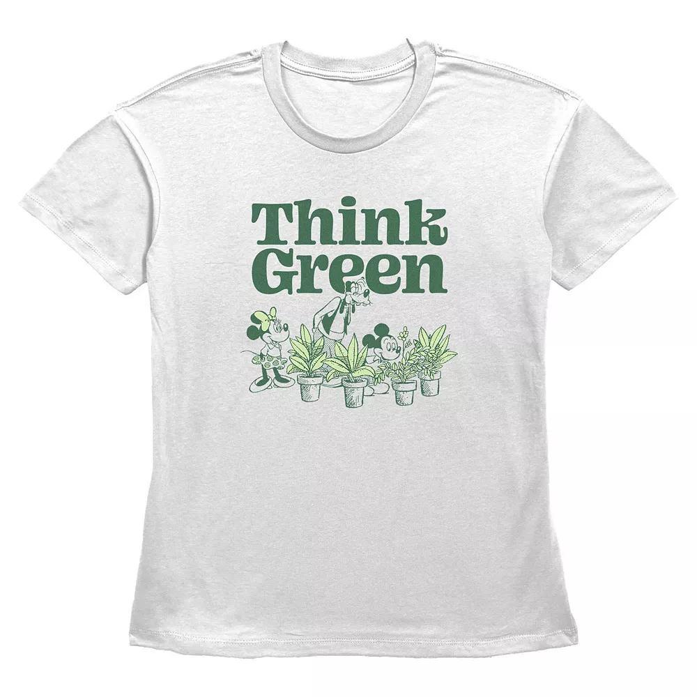 Disney's Mickey Mouse & Friends Think Green Women's Graphic Tee, Size: XXL, White Product Image