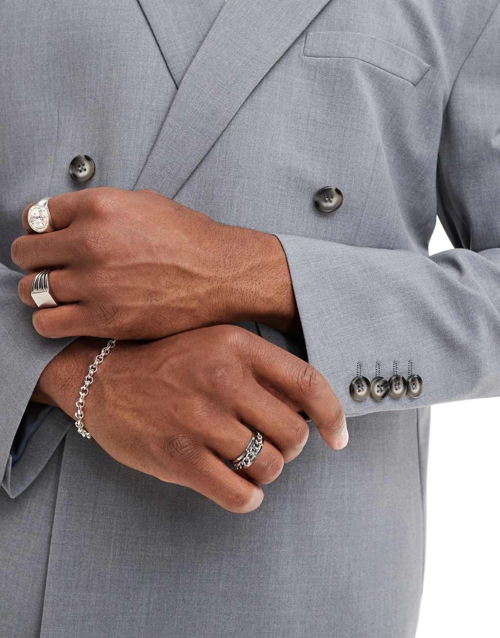 ASOS DESIGN relaxed double breasted suit blazer in gray Product Image