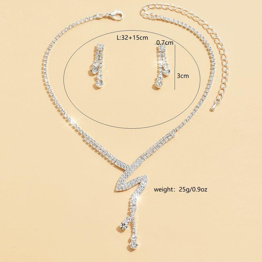 Set:  Rhinestone Alloy Lariat Necklace + Dangle Earring Product Image