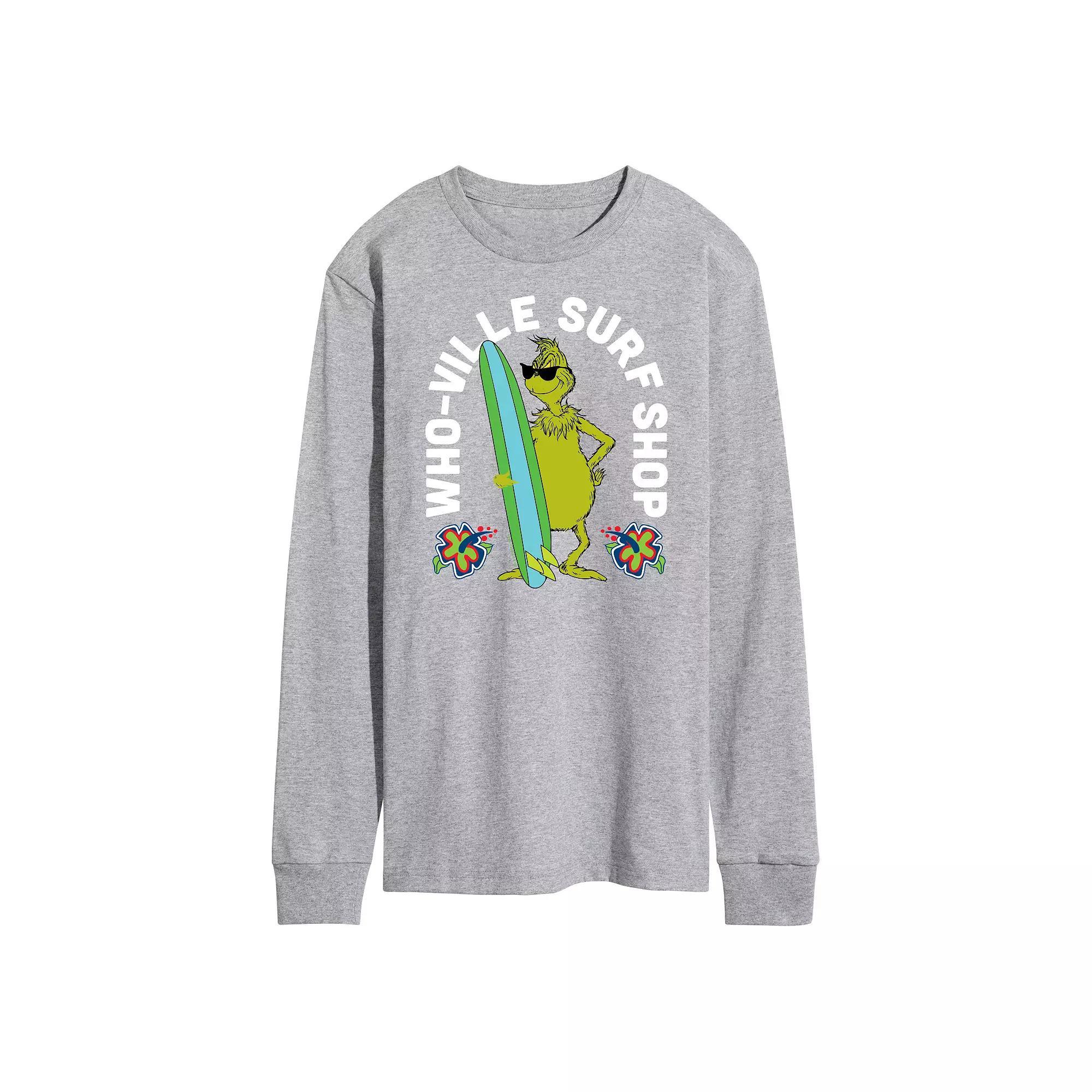 Mens Dr. Seuss The Grinch Whoville Surf Shop Long Sleeve Graphic Tee Product Image