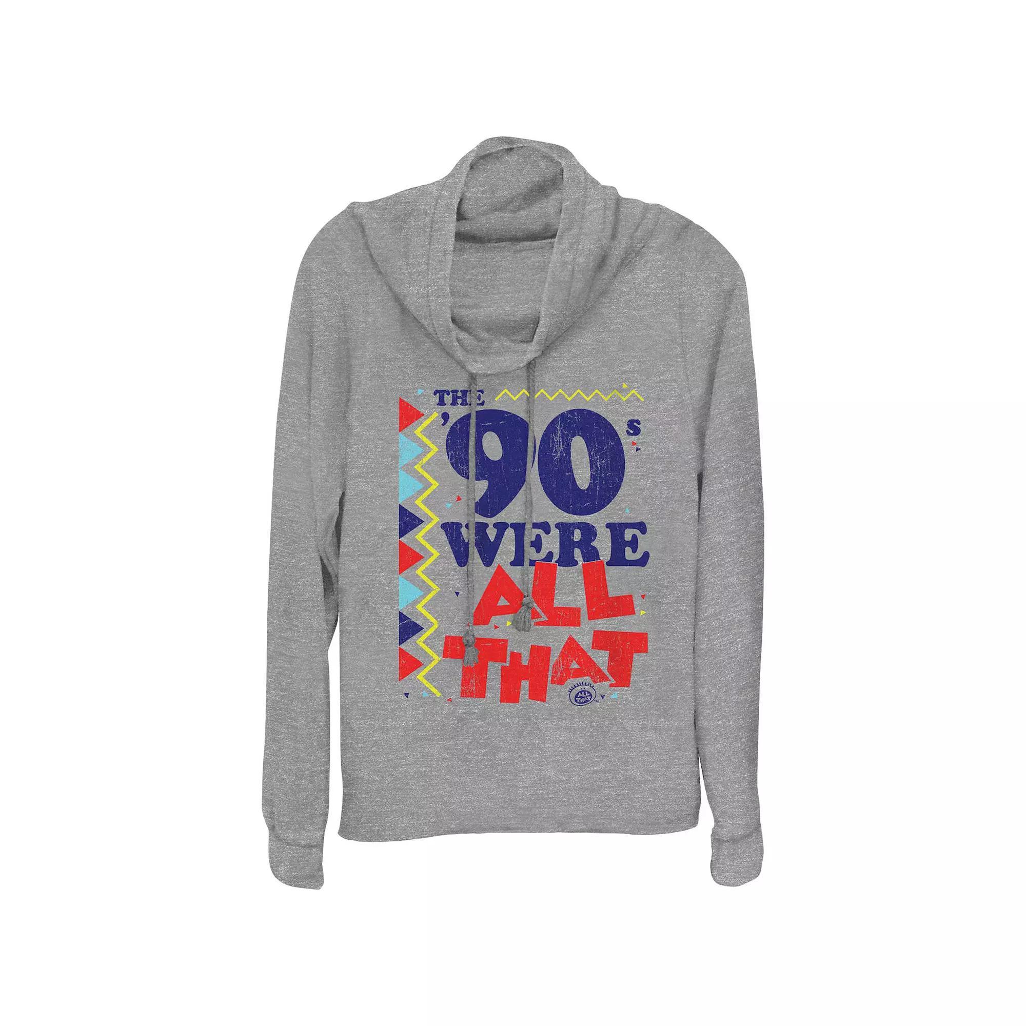 Women's Nickelodeon The 90s Were All That Cowlneck Graphic Lightweight Long Sleeve, Size: Small, Gray Grey Product Image