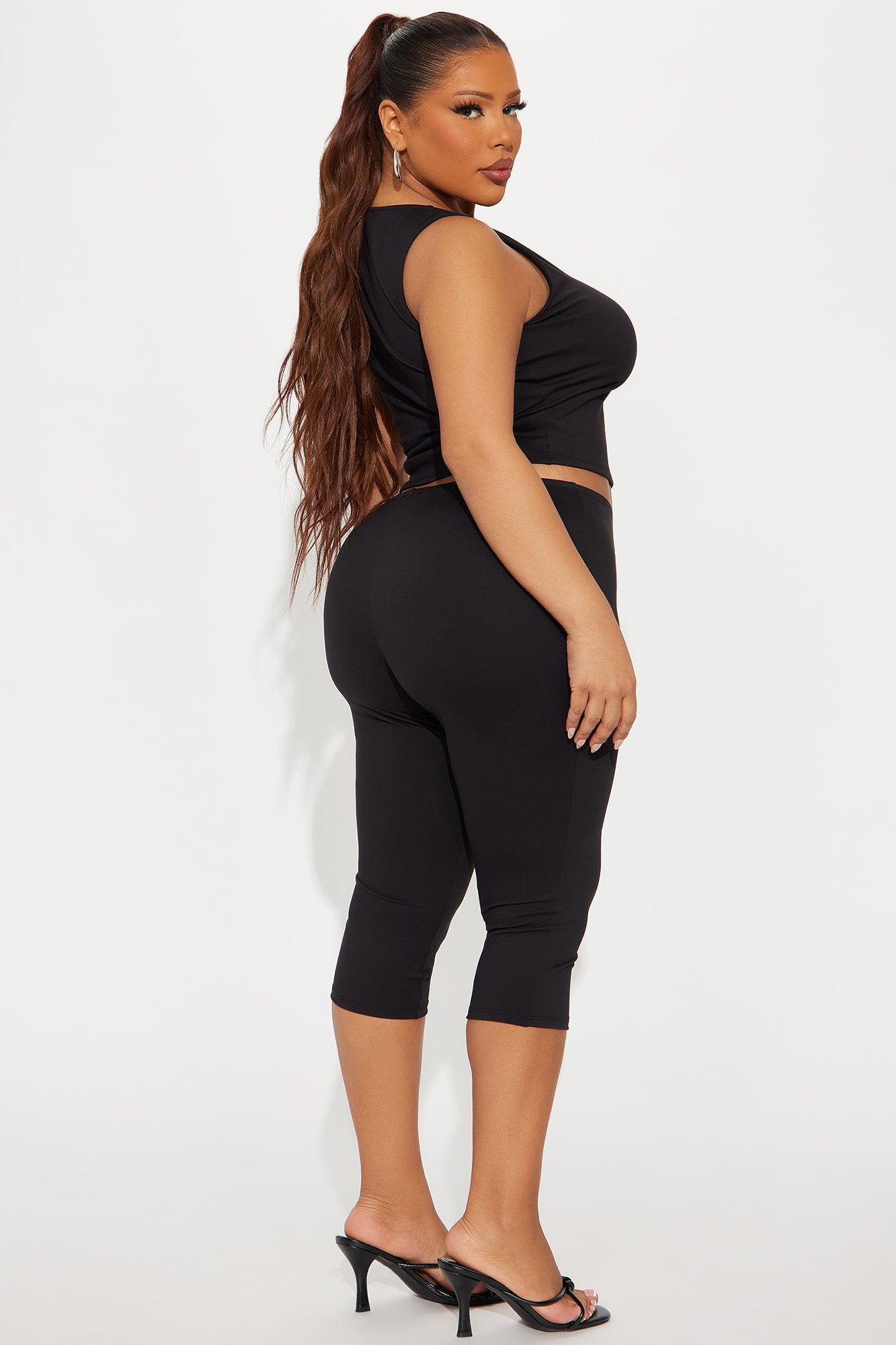All Day Sleek Matte Tricot Capri Set - Black Product Image