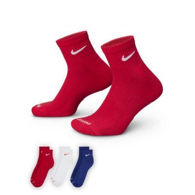 Men's Nike 3-pack Everyday Plus Cushion Ankle Training Socks, Size: 8-12, Red White Blue Product Image