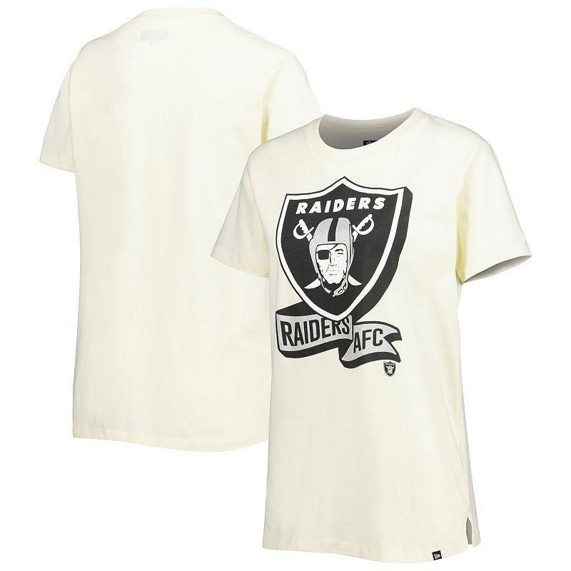 Women's New Era Cream Las Vegas Raiders Chrome Sideline T-Shirt, Size: XL, Lvr Beige Product Image