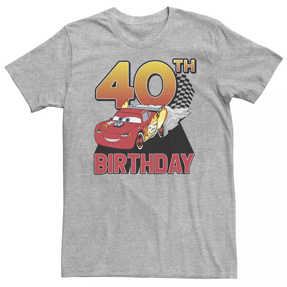Big & Tall Disney / Pixar Cars 40th Birthday Racer Lightning McQueen Tee, Men's, Size: 4XLT, Athletic Grey Product Image