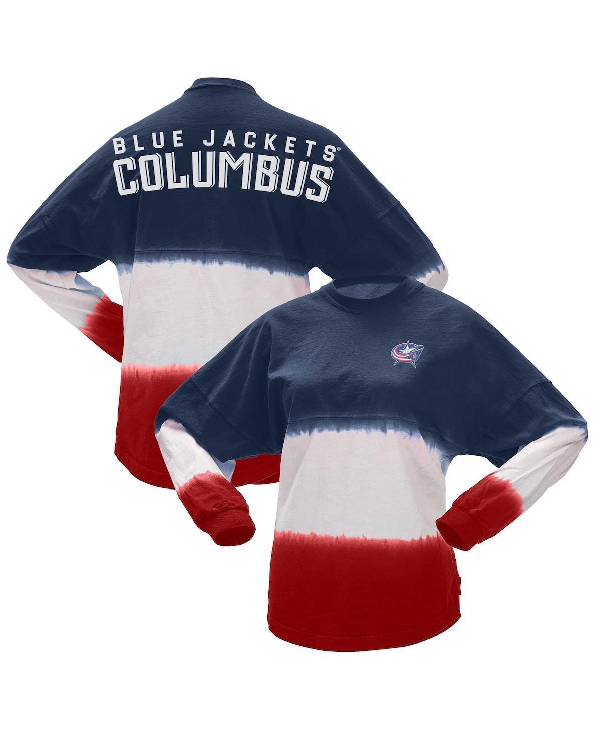 Women's Fanatics Branded Navy/Red Columbus Blue Jackets Ombre Long Sleeve T-Shirt, Size: Small Product Image