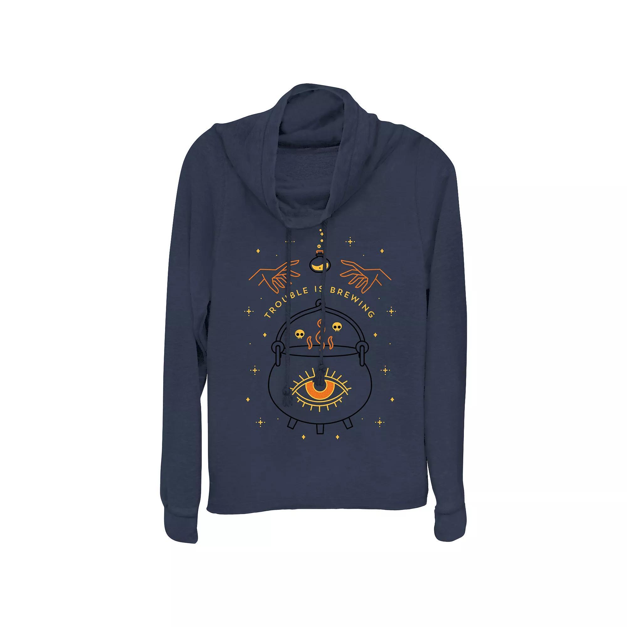 Disney's Hocus Pocus Trouble Is Brewing Plus Size Cowlneck Graphic Lightweight Long Sleeve, Women's, Size: 3XL, Blue Product Image