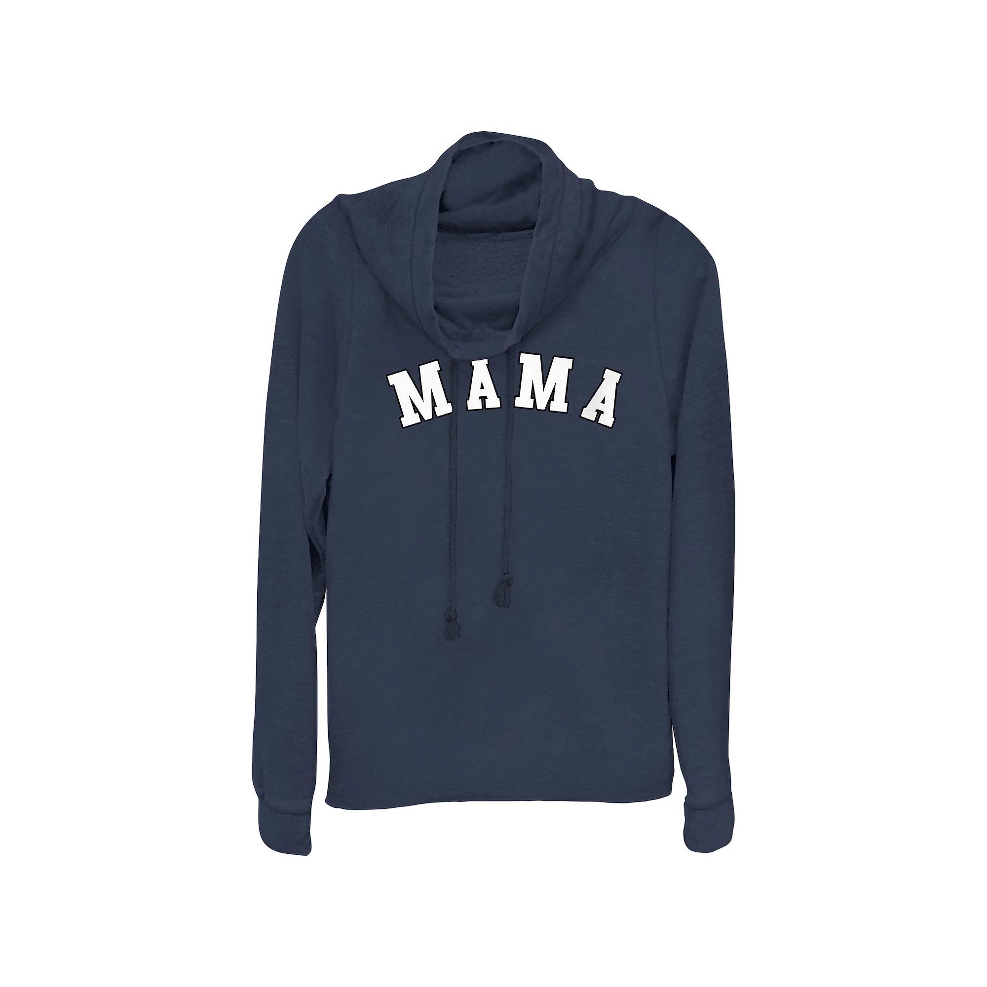 Women's Plus Mama Cowlneck Graphic Lightweight Long Sleeve, Girl's, Size: 1XL, Blue Product Image