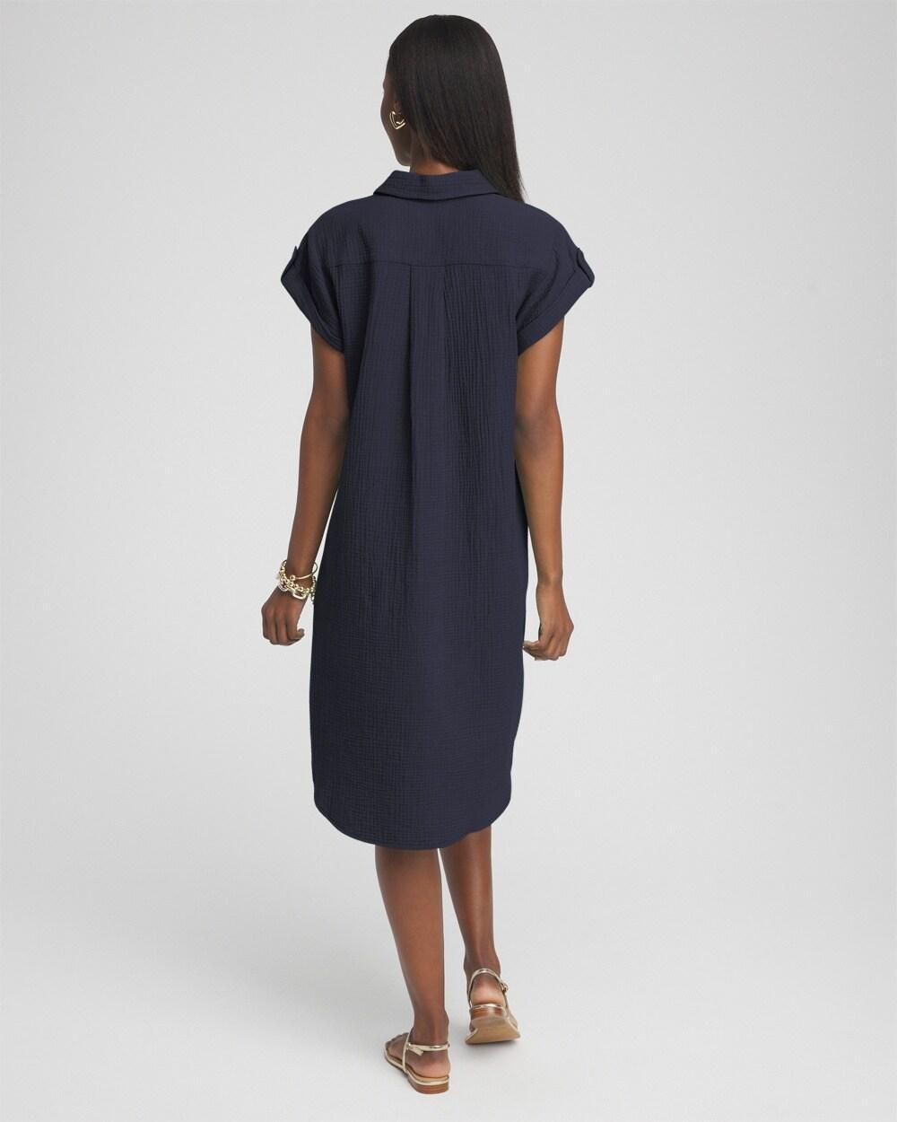 Gauze Roll Tab Sleeve Dress Product Image