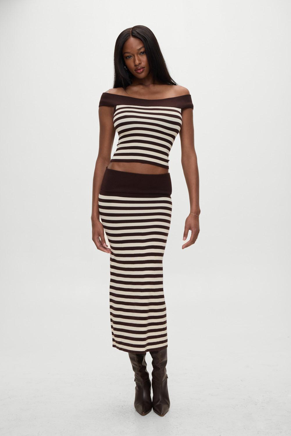 x BELLA HADID Tucker Knit Top - Cowboy Stripe Product Image