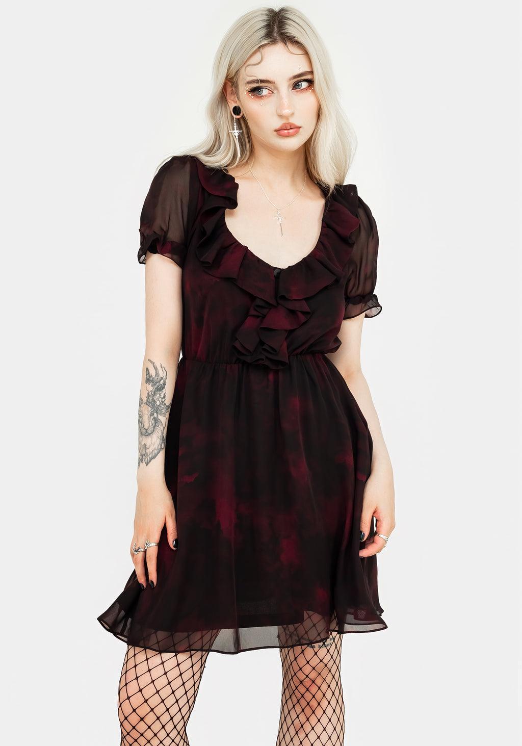 Vesta Chiffon Ruffle Mini Dress Product Image