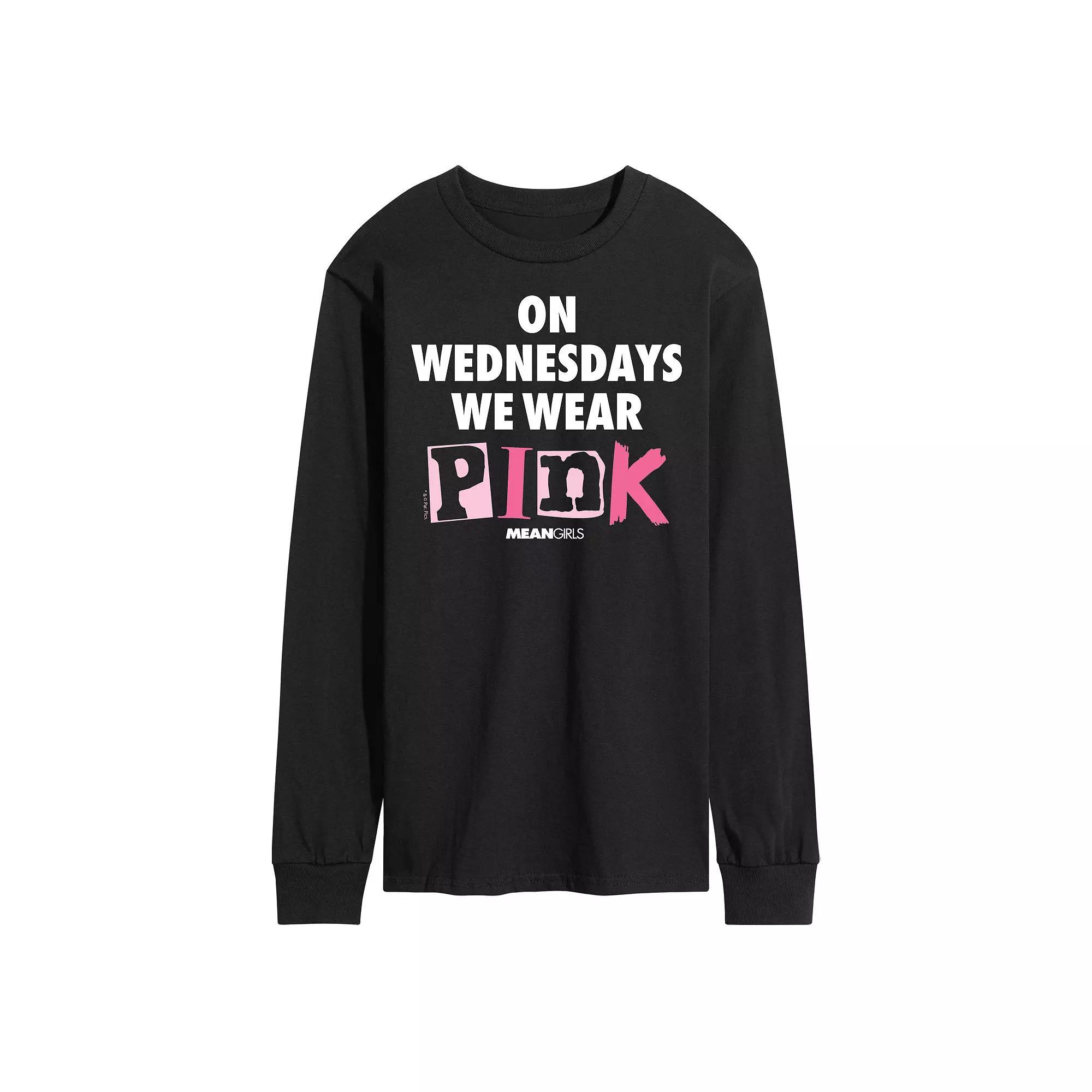 Mens Mean Girls Wednesdays We Wear Pink Long Sleeve Graphic Tee Product Image