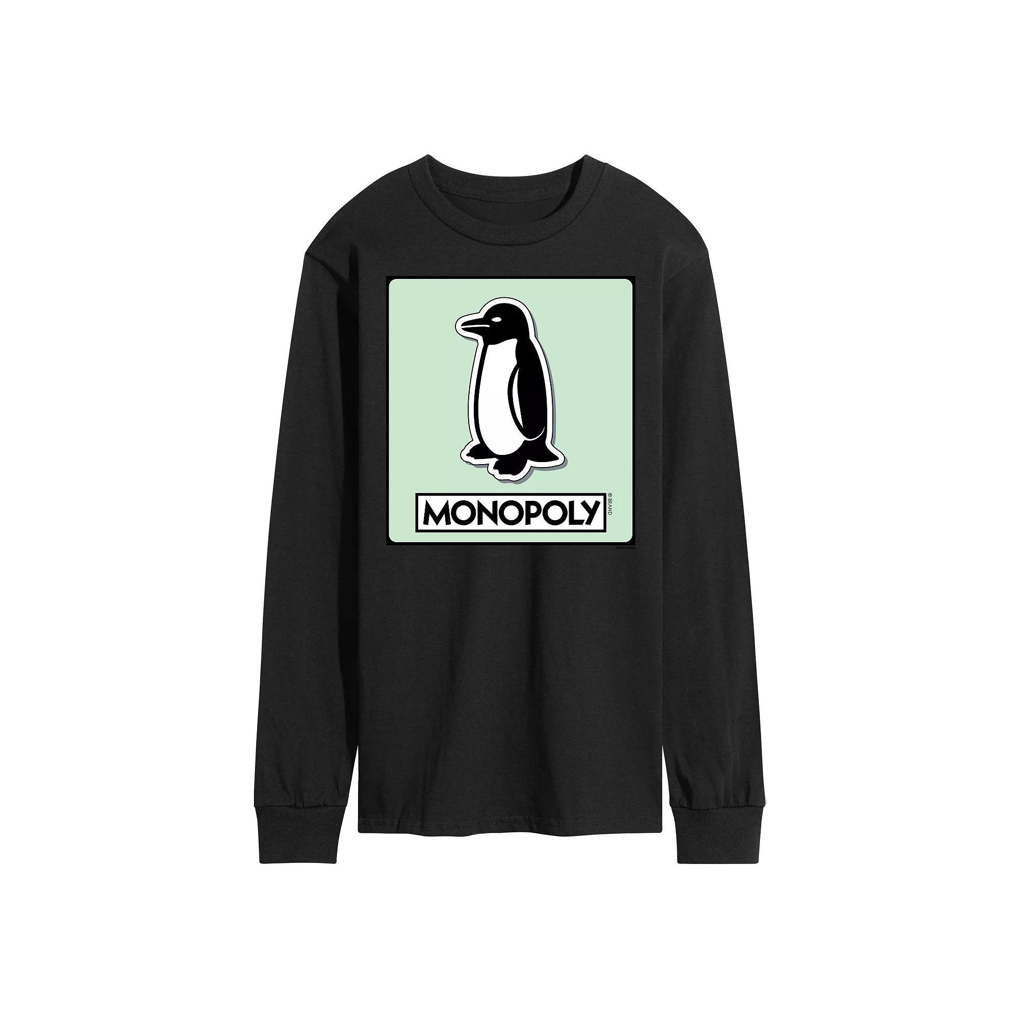 Mens Monopoly Penguin Game Token Long Sleeve Graphic Tee Product Image