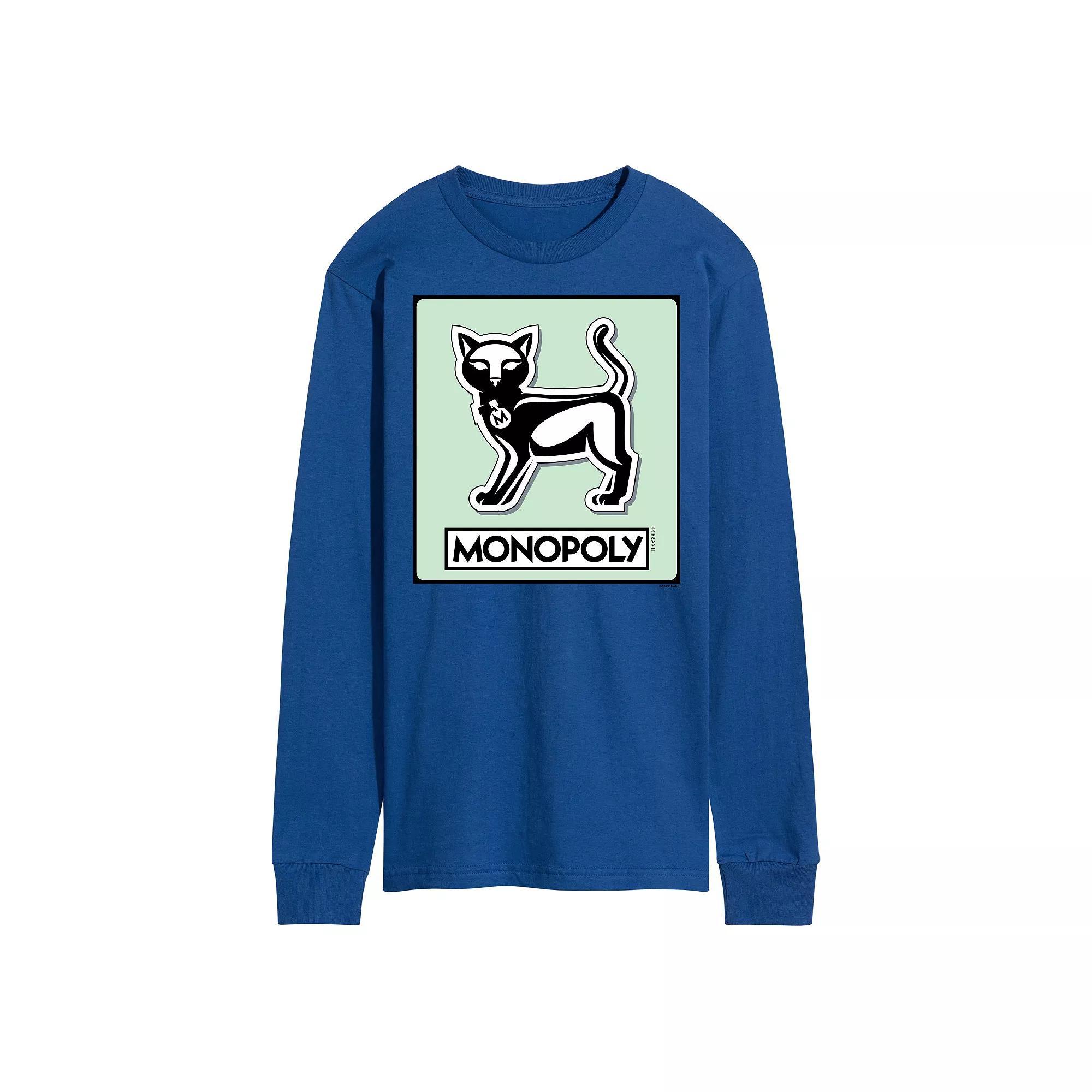 Mens Monopoly Cat Game Token Long Sleeve Graphic Tee Product Image