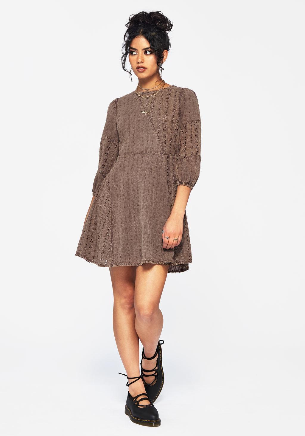 Summerisle Cotton Broderie Detail Mini Smock Dress Product Image