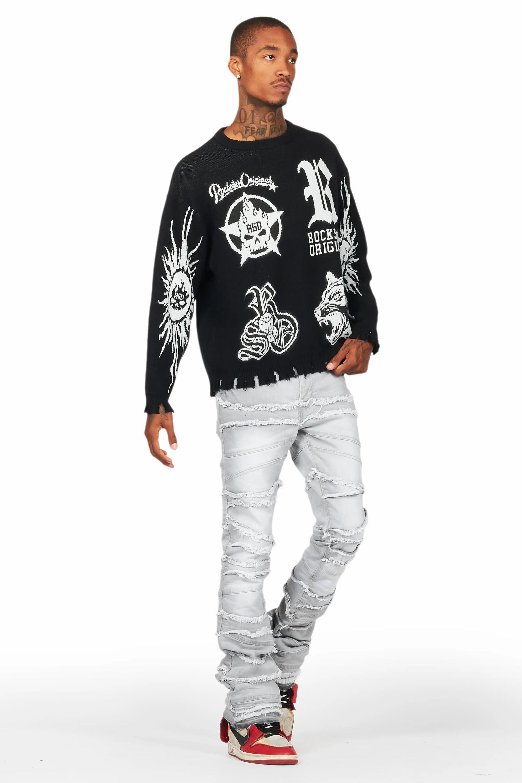 Franko Light Grey Stacked Flare Jean Male Product Image