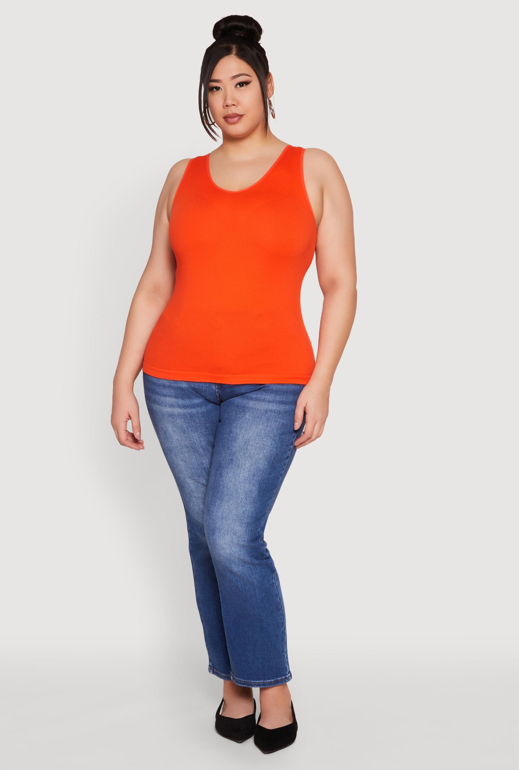 Womens Plus Size Seamless Rib Knit Tank Top Product Image