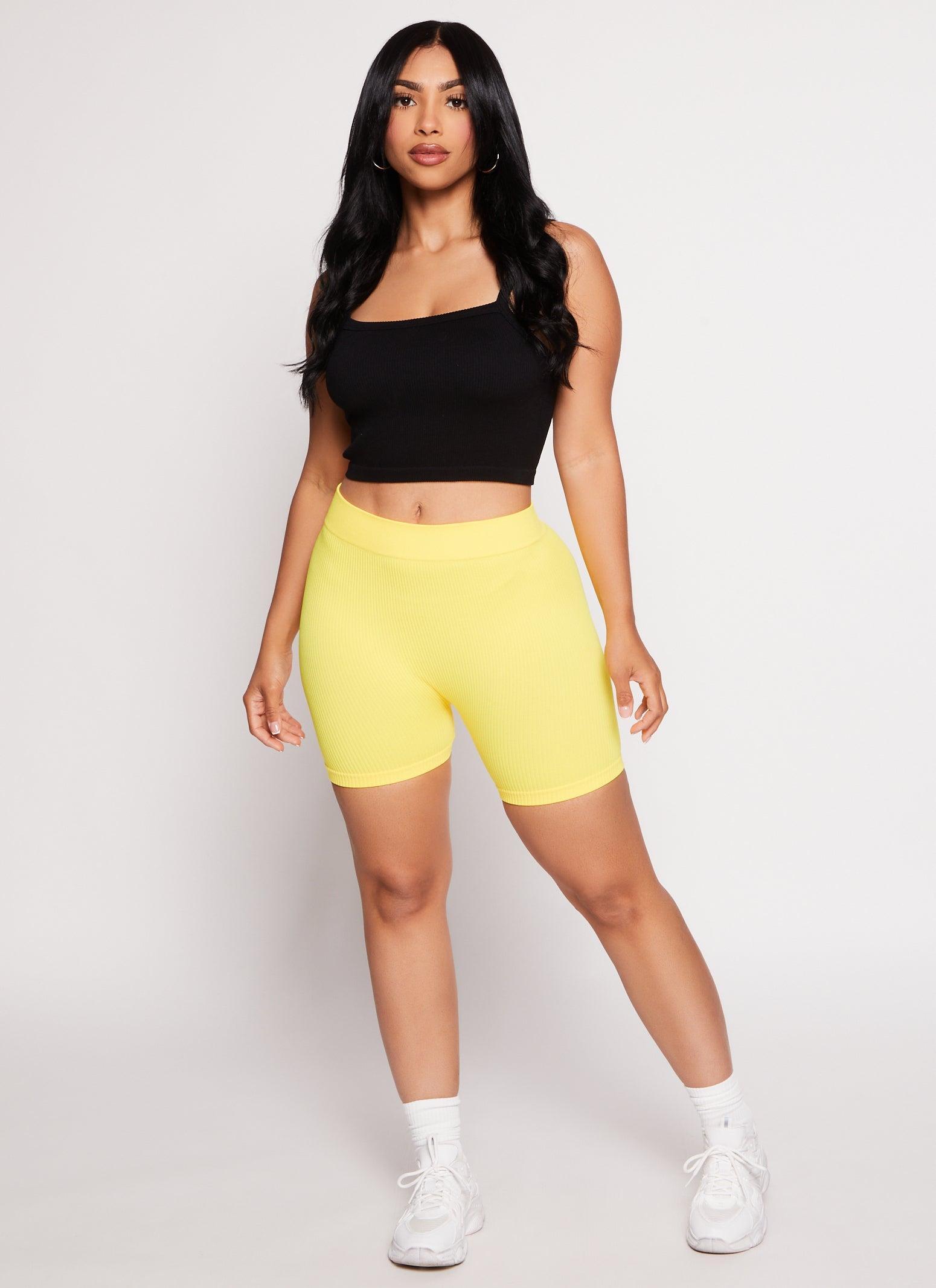 Womens Ribbed Knit Seamless Cycling Shorts Product Image