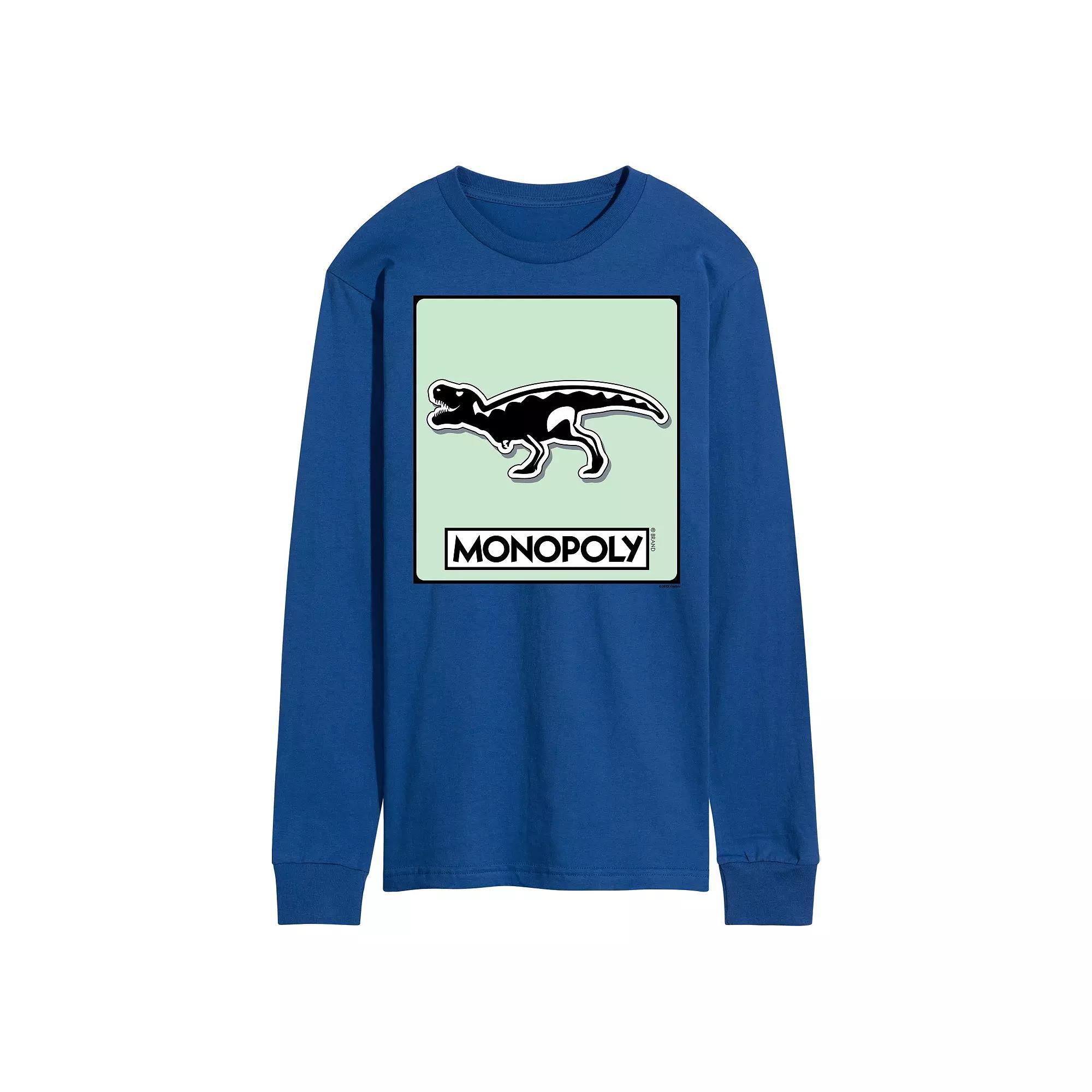 Mens Monopoly TRex Game Token Long Sleeve Graphic Tee Product Image