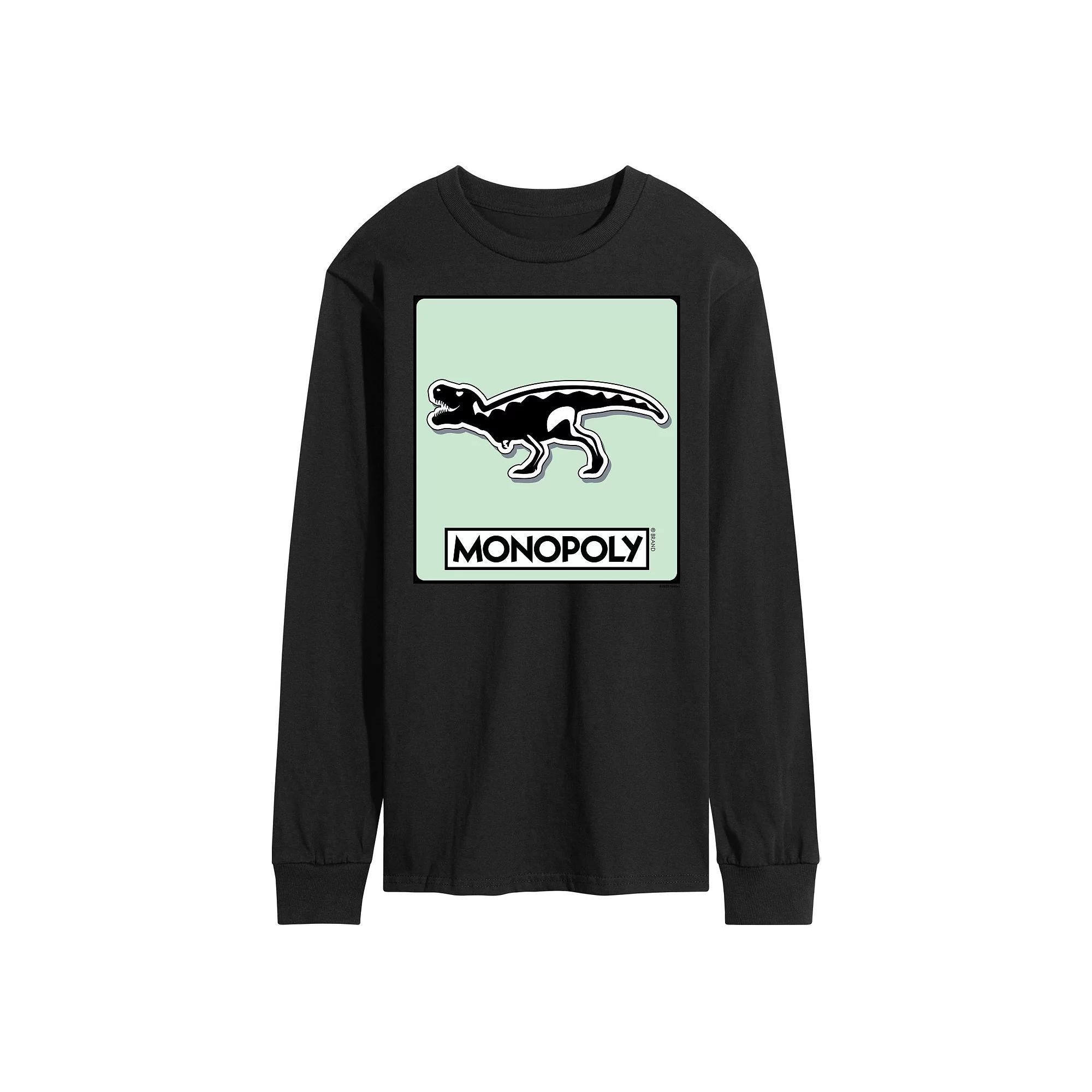 Mens Monopoly TRex Game Token Long Sleeve Graphic Tee Product Image