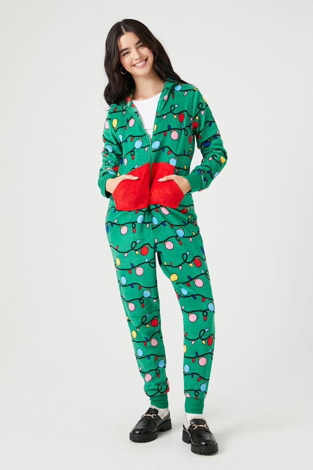 Hooded Christmas Tree Jumpsuit | Forever 21 Product Image