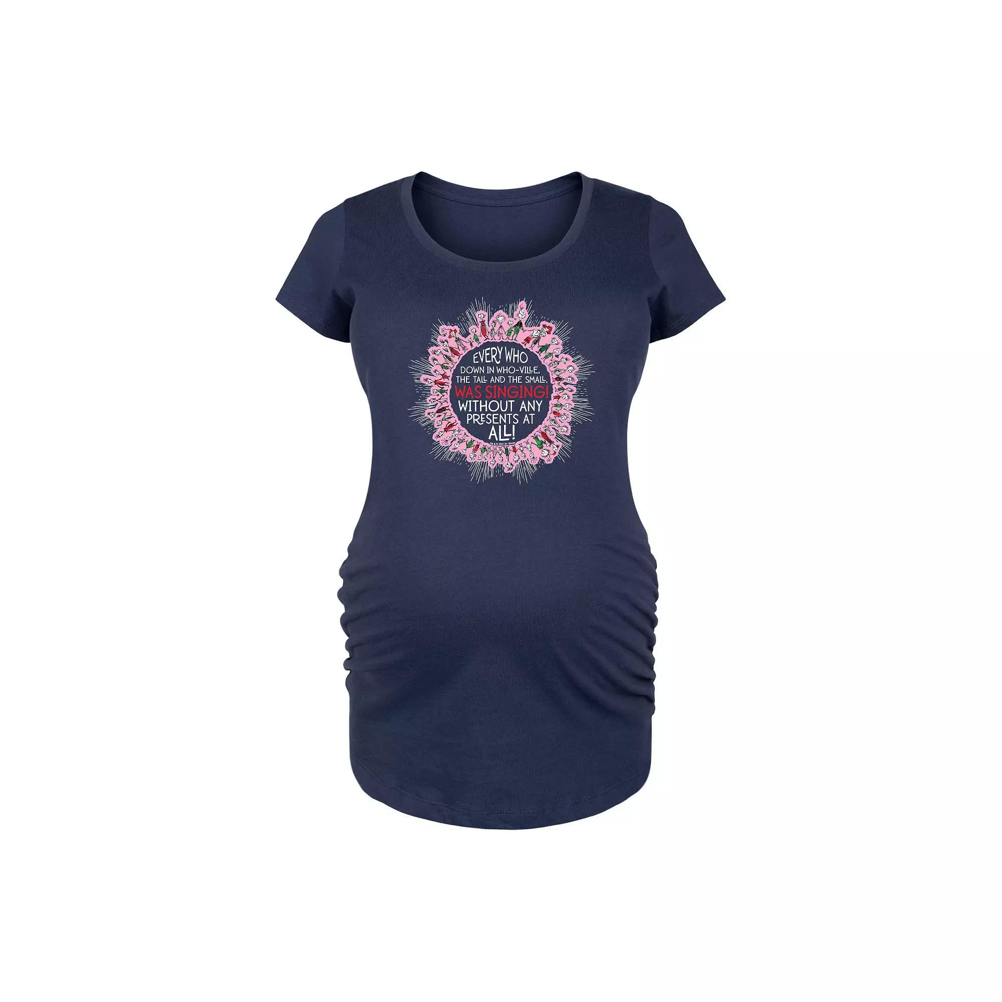 Maternity Dr. Seuss Who-Ville Singing Graphic Tee, Womens Blue Product Image