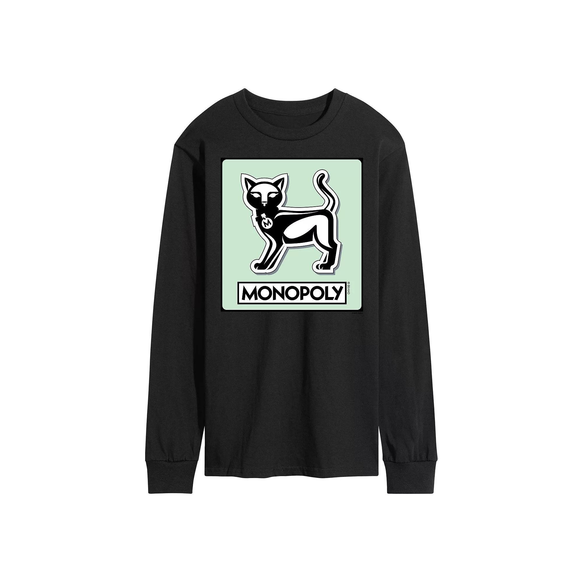 Mens Monopoly Cat Game Token Long Sleeve Graphic Tee Product Image
