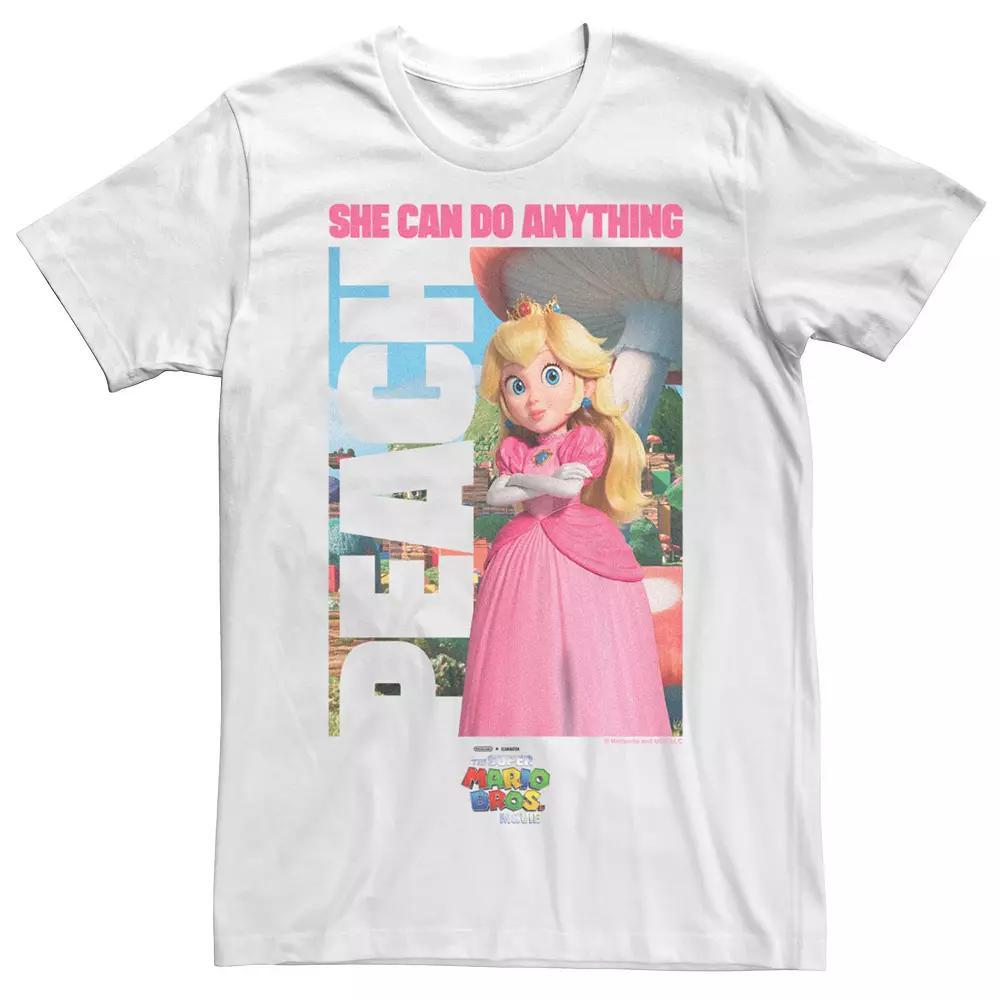 Big & Tall The Super Mario Bros. Movie Peach She Can Do Anything Graphic Tee, Men's, Size: 3XL, White Product Image