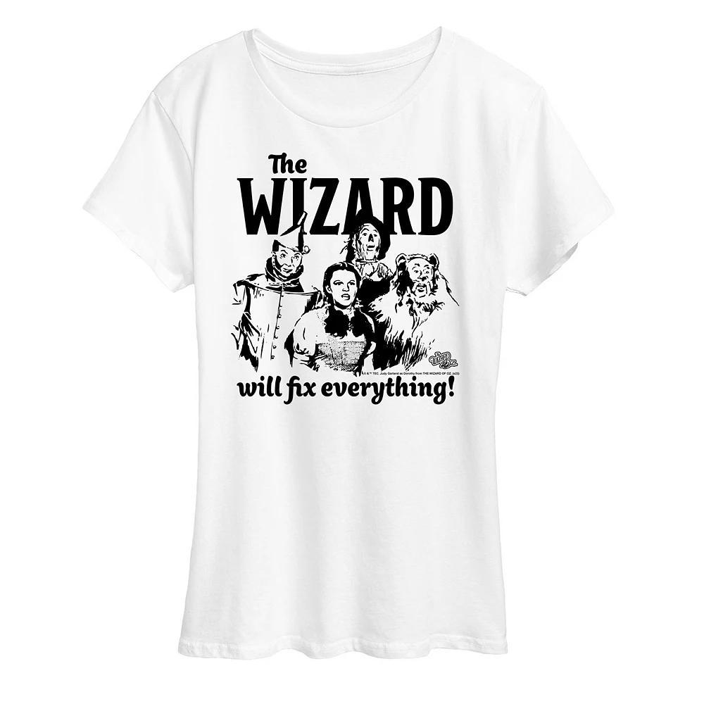 Womens The Wizard Of Oz The Wizard Graphic Tee Grey Gray Product Image