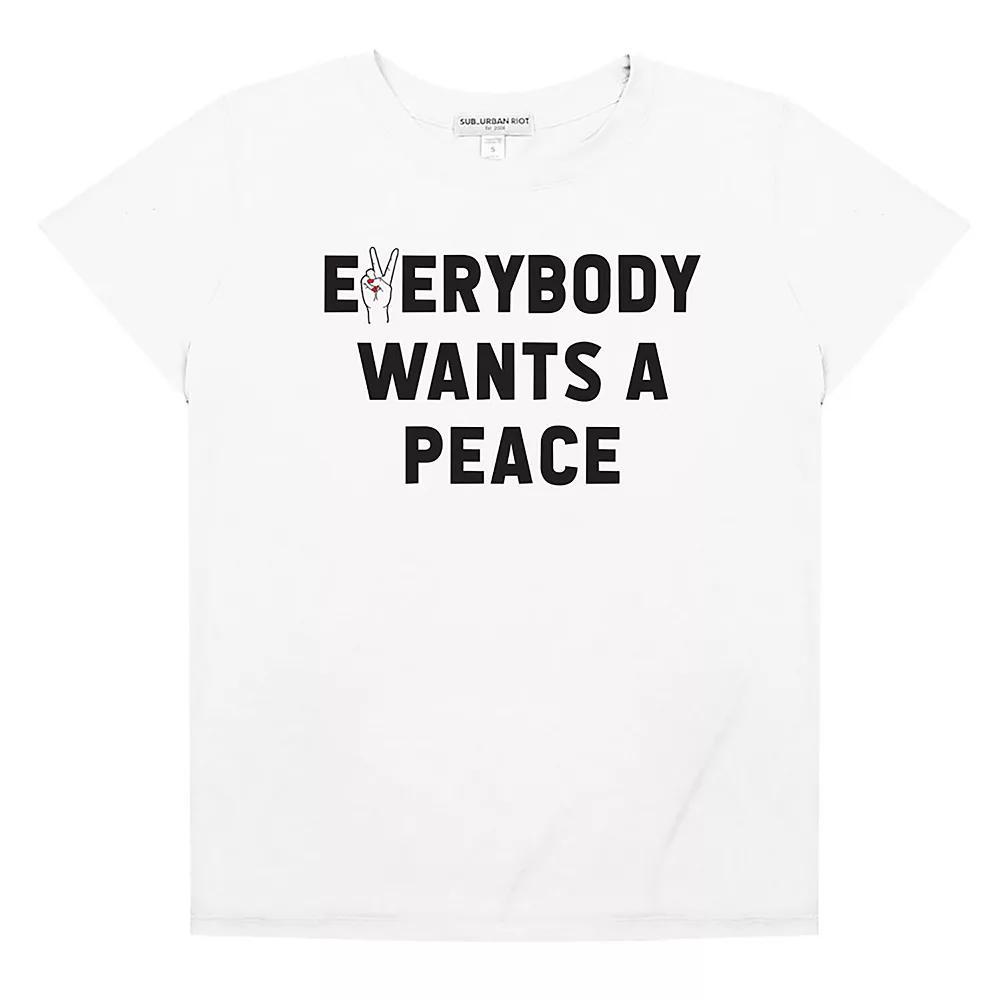 Women's Suburban Riot Everybody Wants a Peace Loose Fit Graphic Tee, Girl's, Size: Large, White Product Image