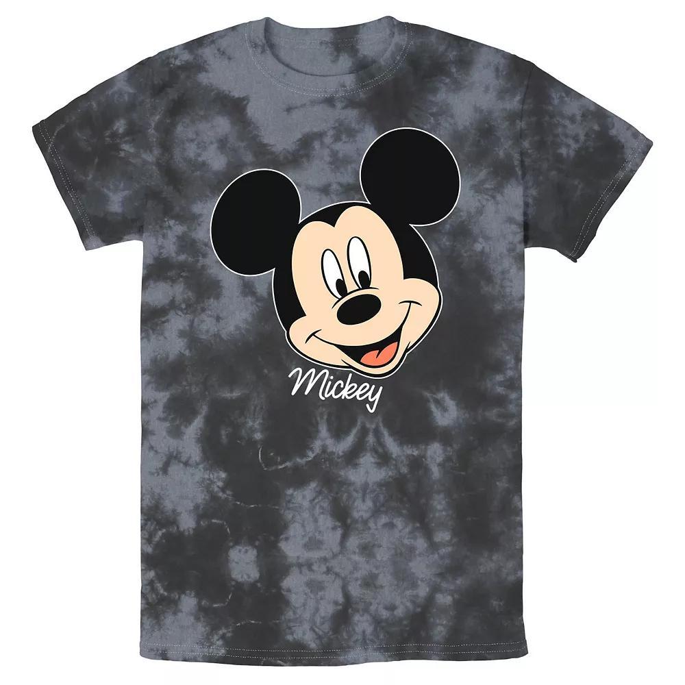 Men's Disney Mickey Mouse Smile Face Portrait Wash Tee, Size: XL, Black Grey Product Image