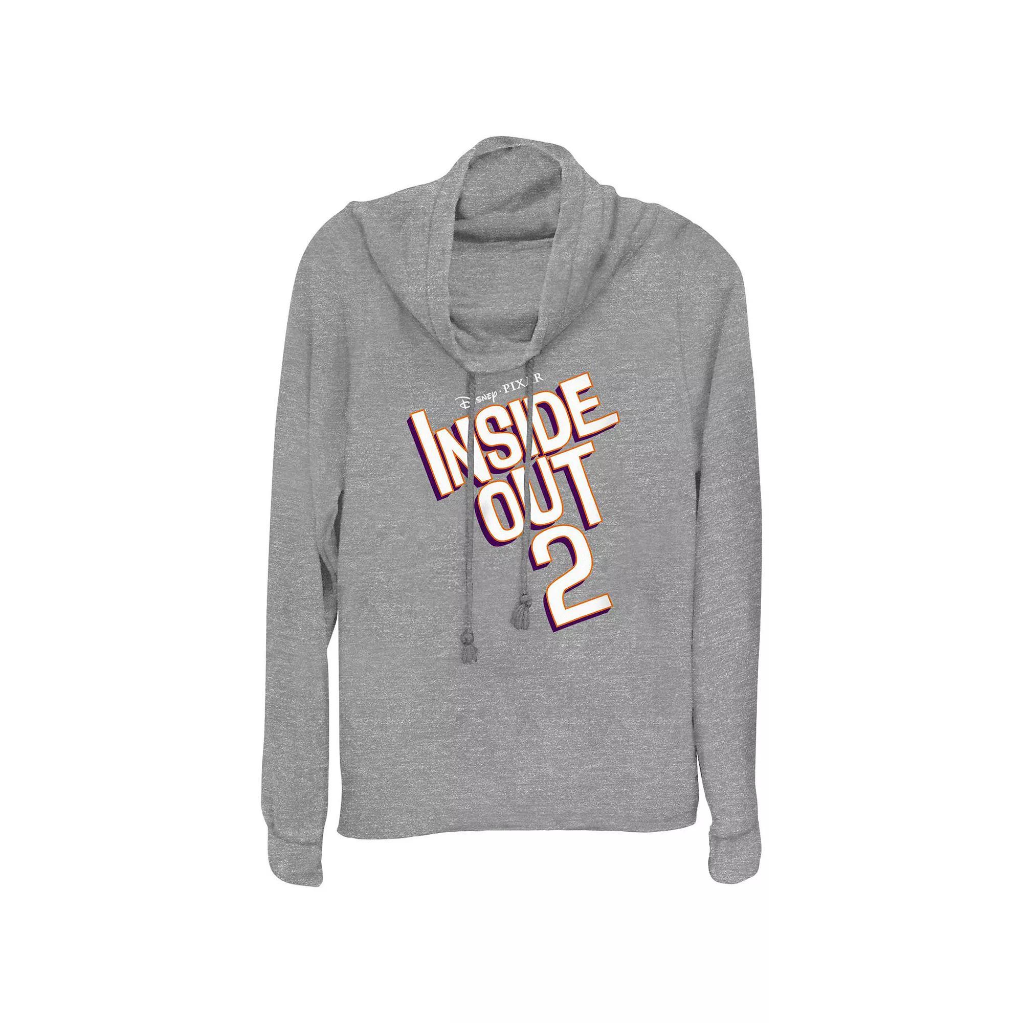 Disney / Pixar's Inside Out 2 Title Logo Plus Size Cowlneck Graphic Lightweight Long Sleeve, Women's, Size: 1XL, Gray Grey Product Image